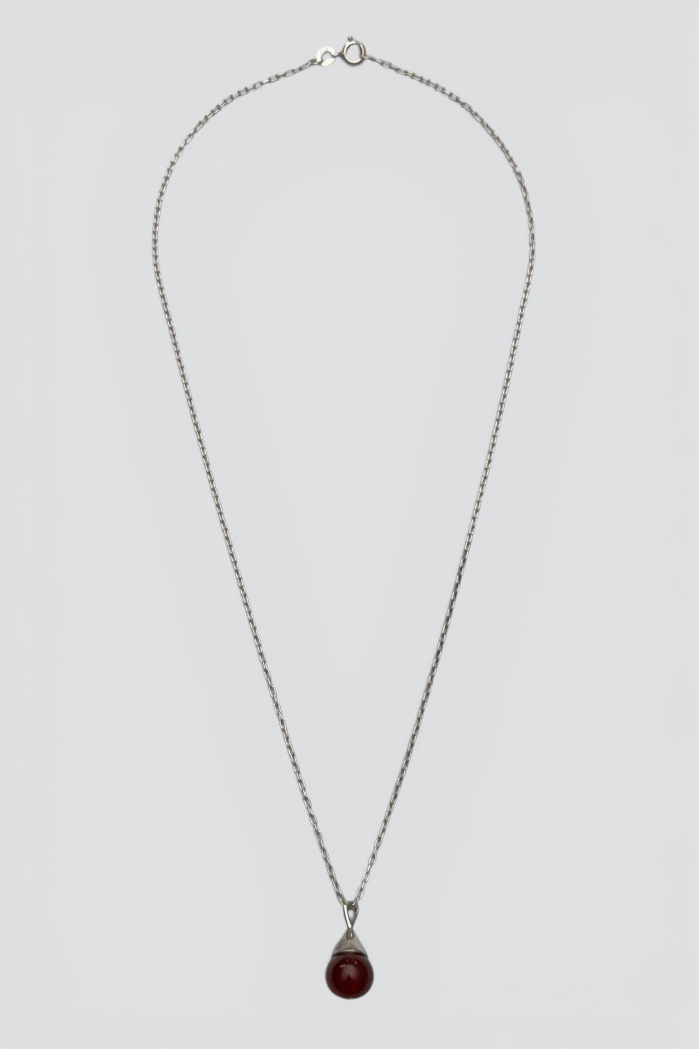 Sterling Silver Carnelian Teardrop Pendant Necklace