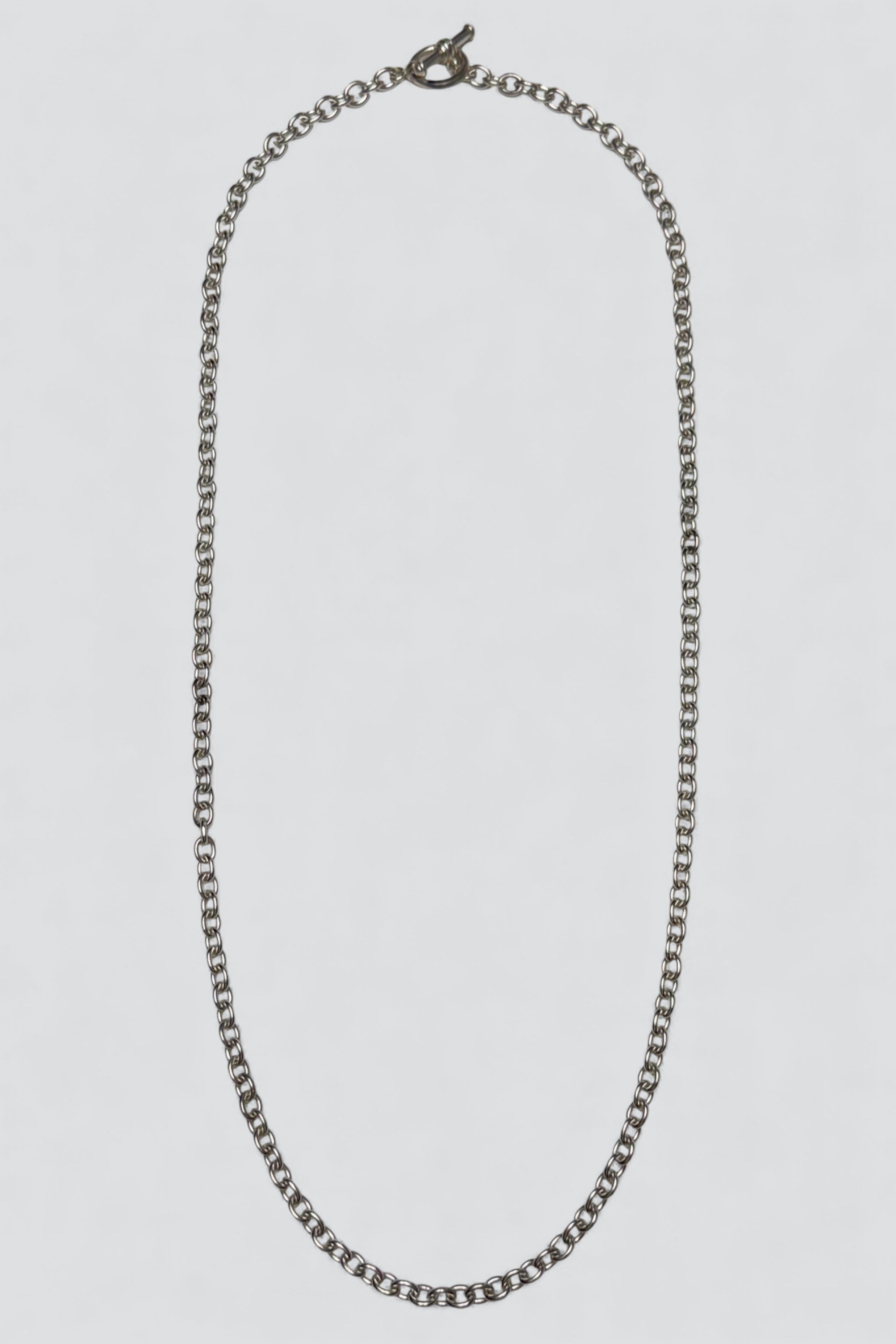 Sterling Silver Long Heavy Oval Link Necklace