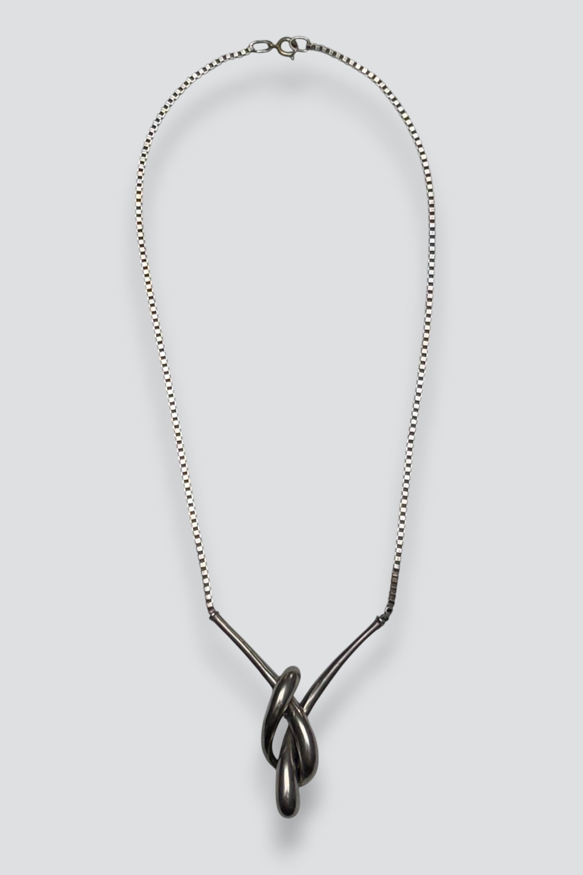 Sterling Silver Knot Box Chain Necklace