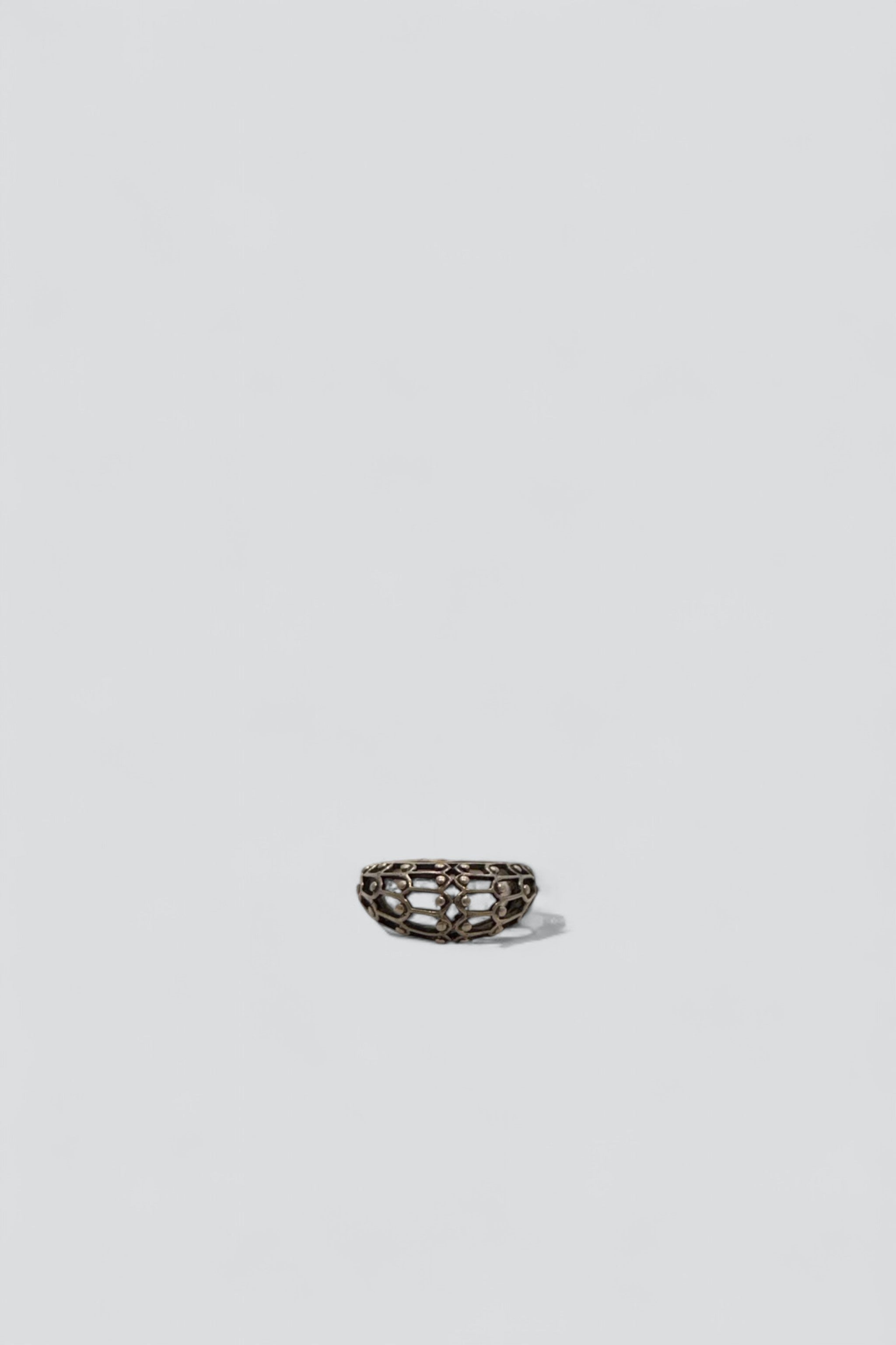 Sterling Silver Dotted Dome Cage Ring