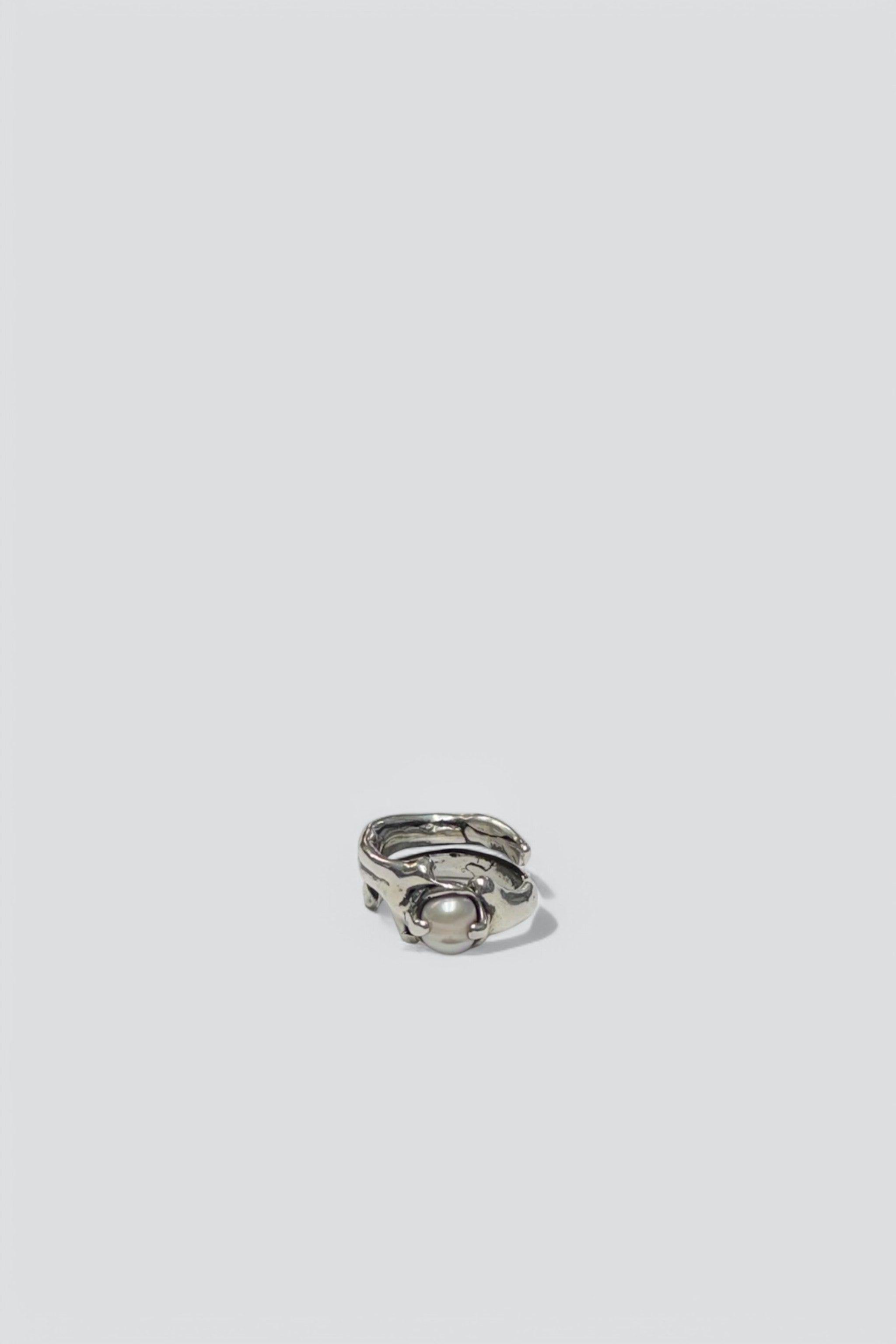 Sterling Silver Round Pearl Ring