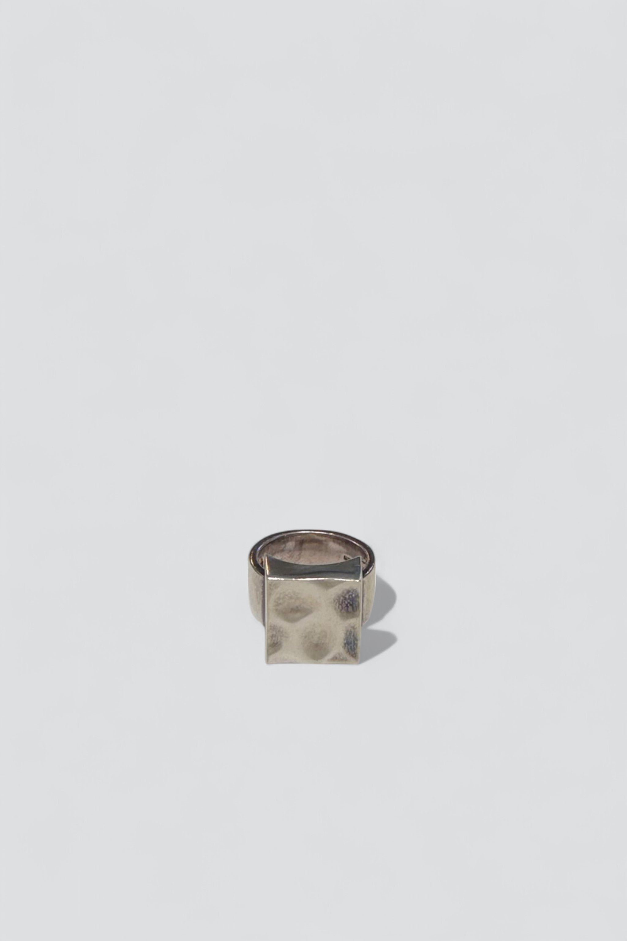 Sterling Silver Hammered Square Ring