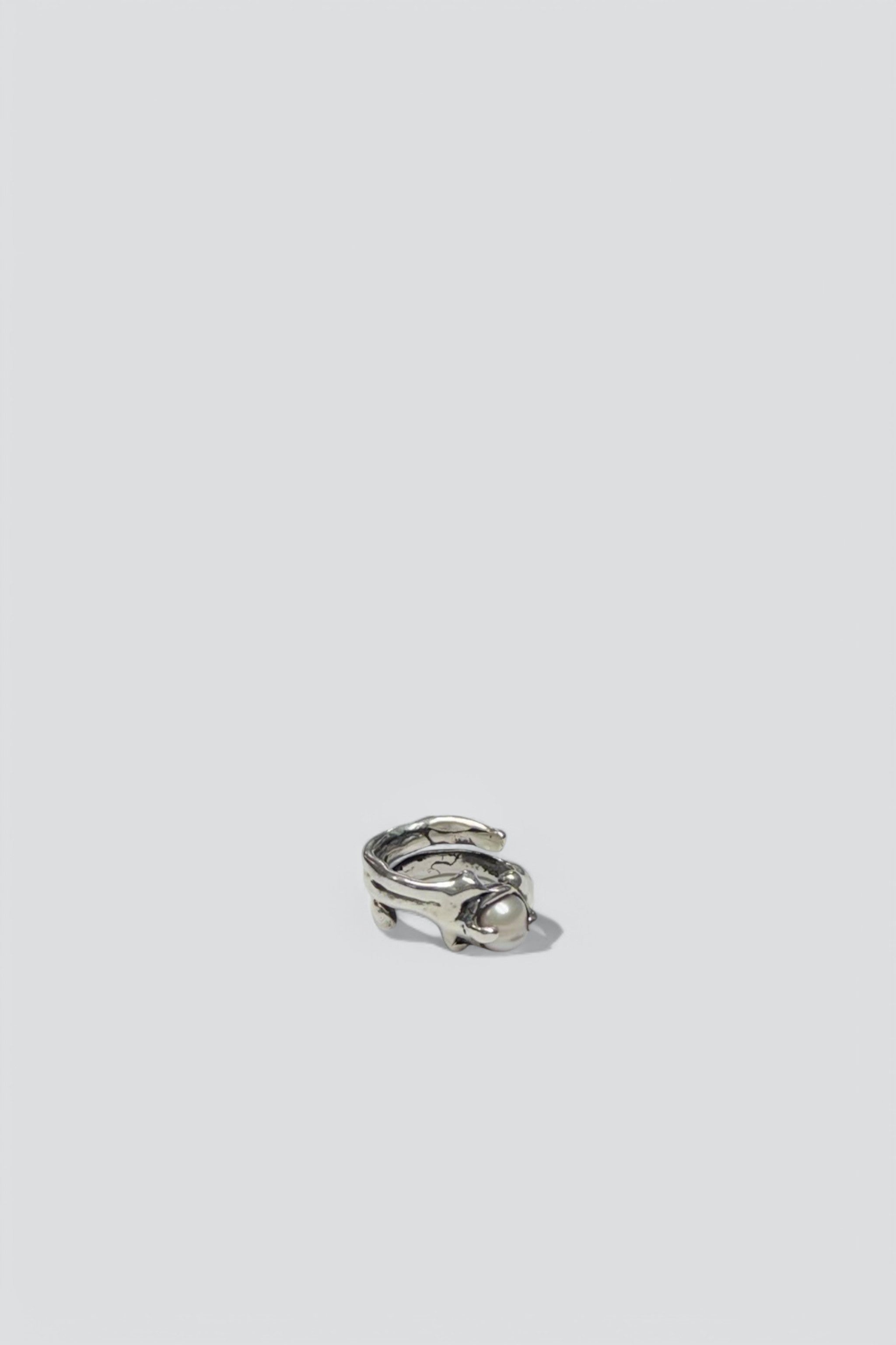 Sterling Silver Round Pearl Ring