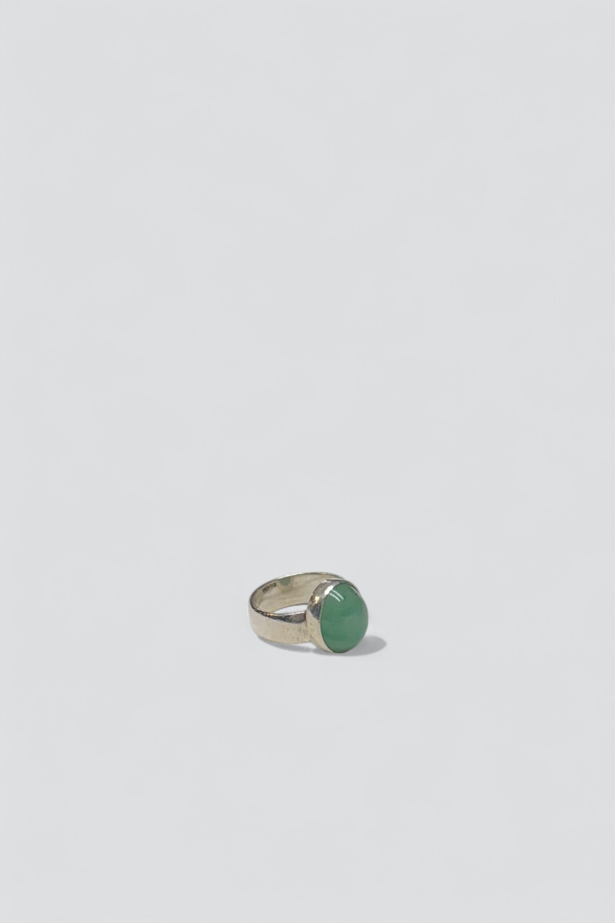 Sterling Silver Jade Oval Signet Ring