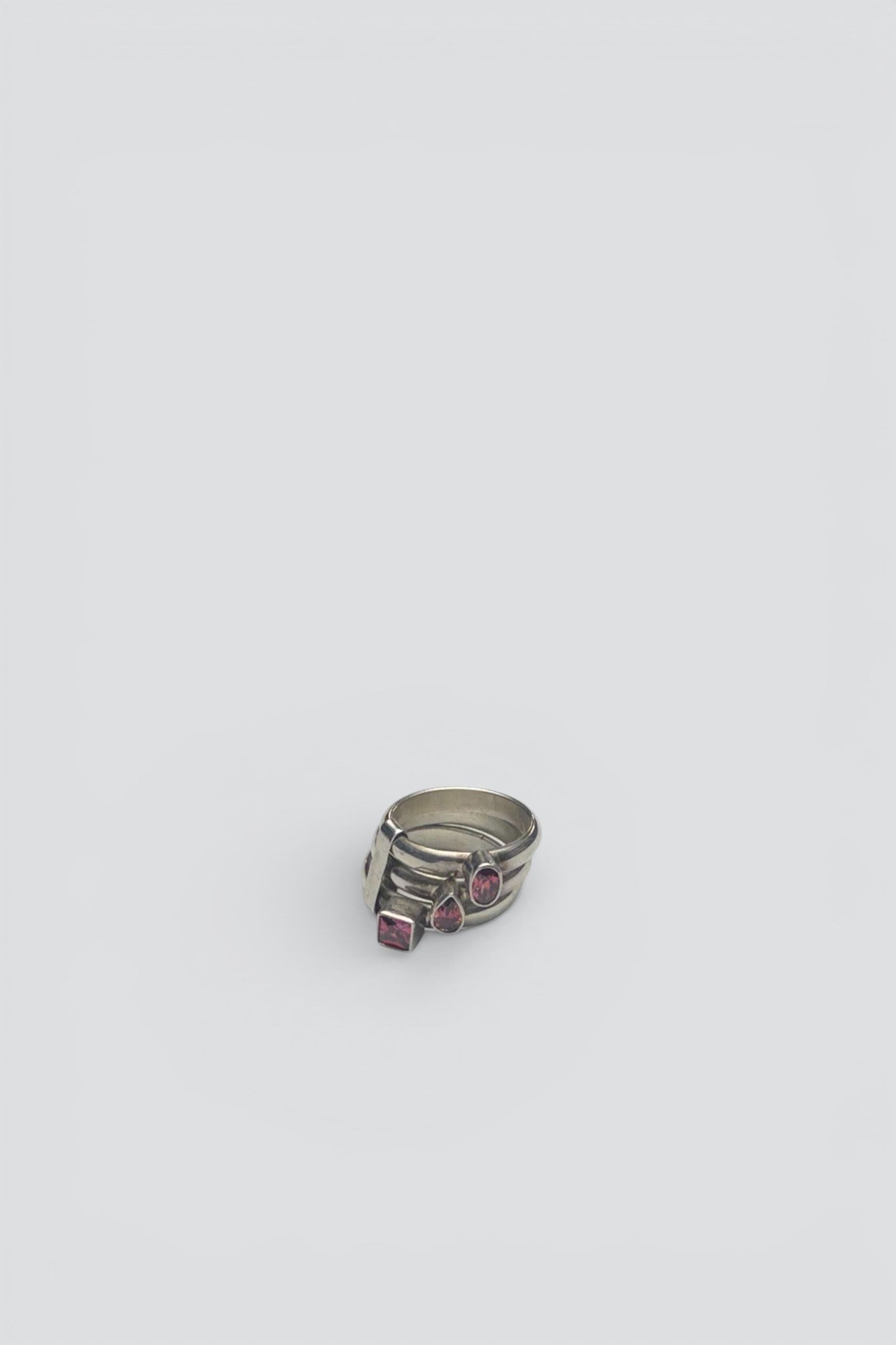 Sterling Silver Pink Zircona Stacked Ring