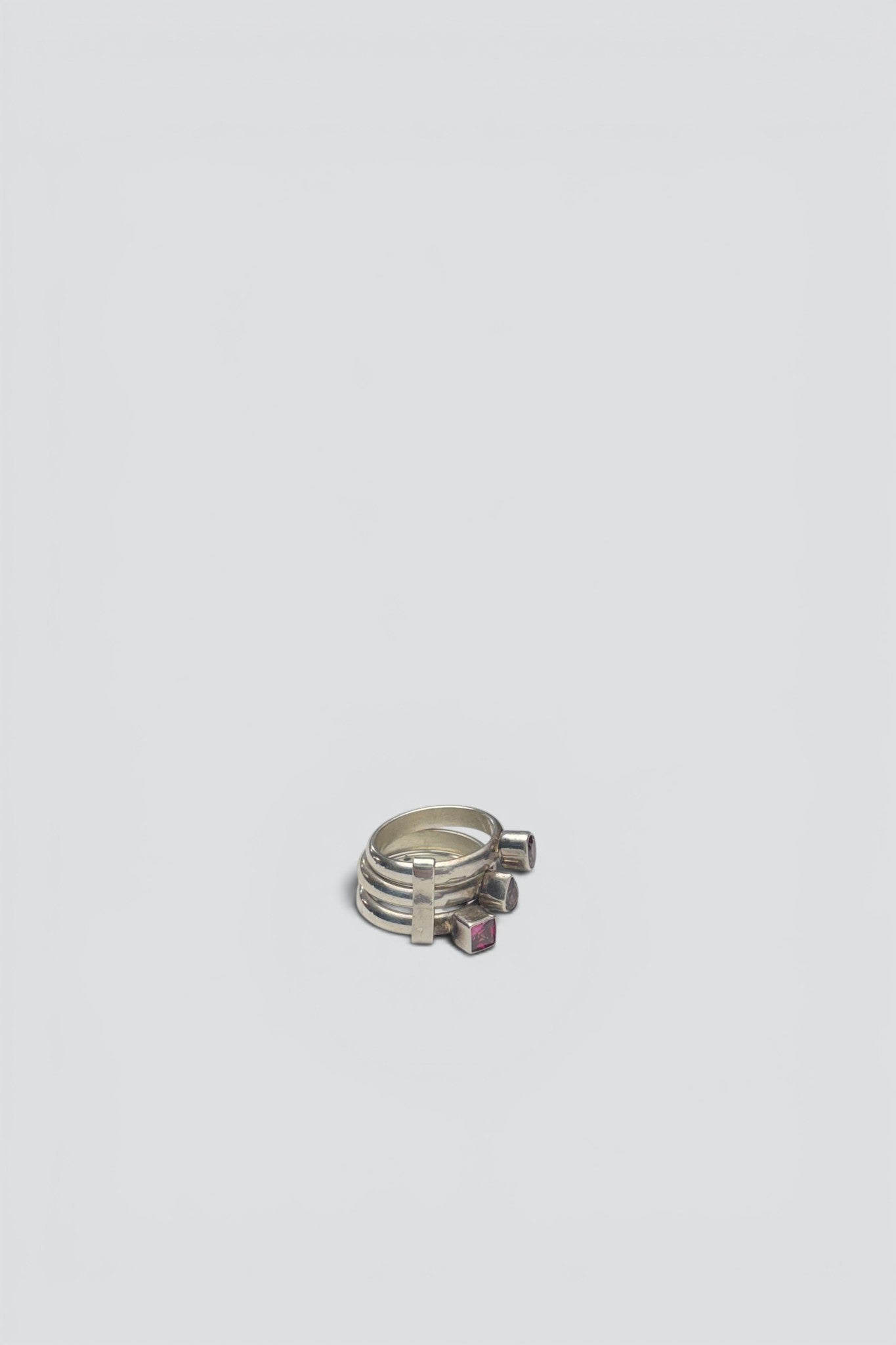 Sterling Silver Pink Zircona Stacked Ring
