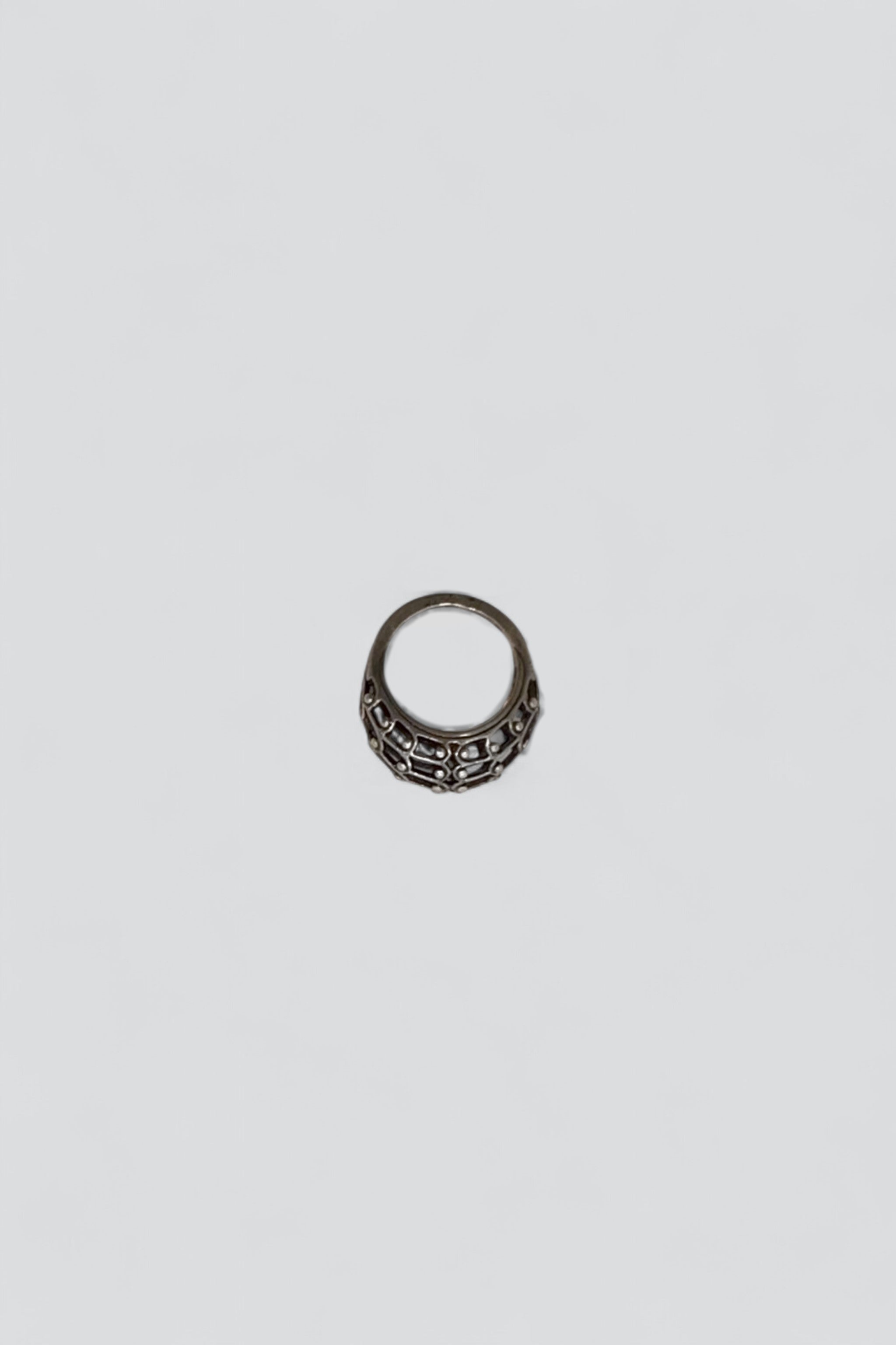 Sterling Silver Dotted Dome Cage Ring