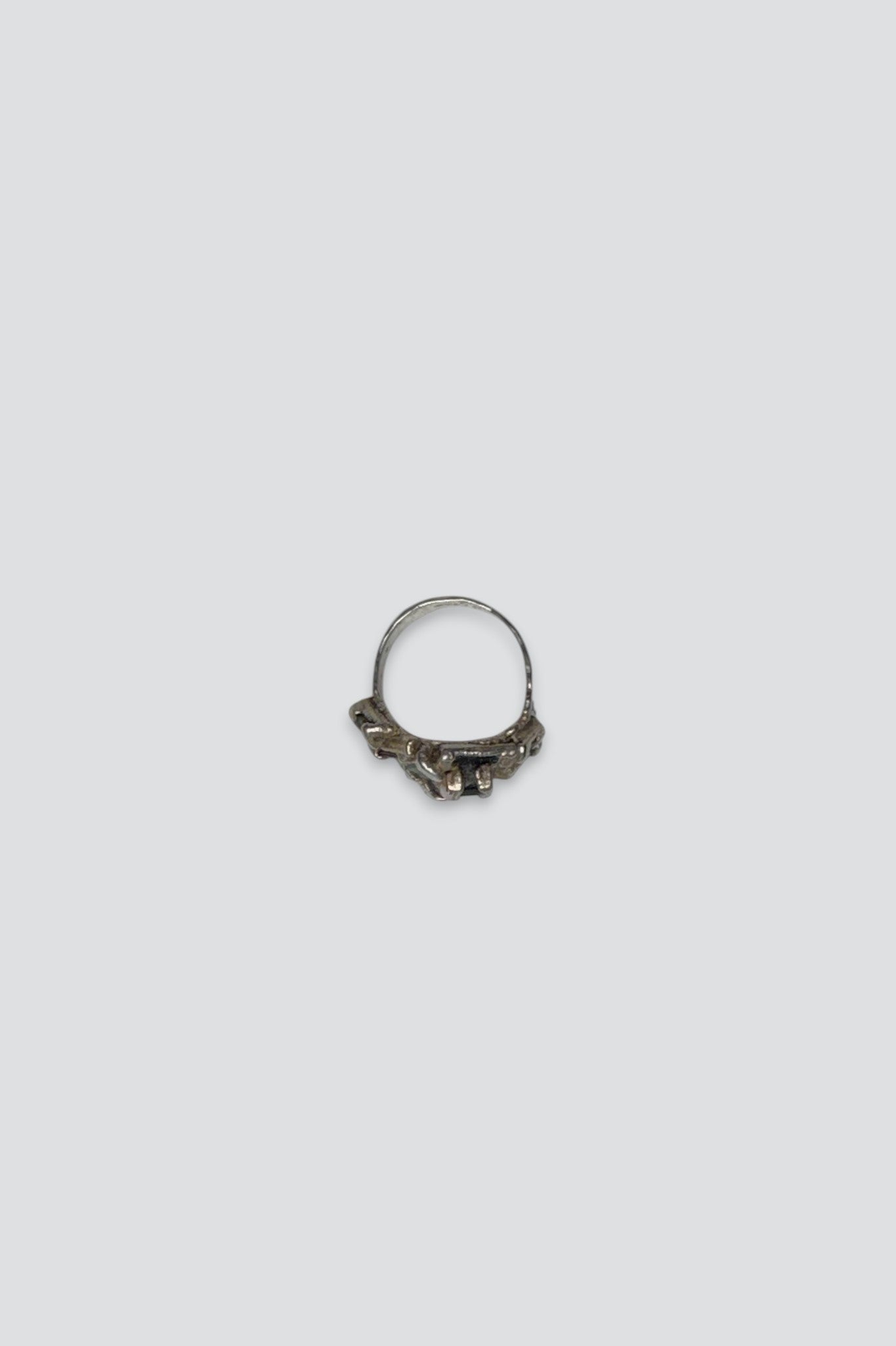 Sterling Silver Onyx Quartz Peridot Clustered Ring