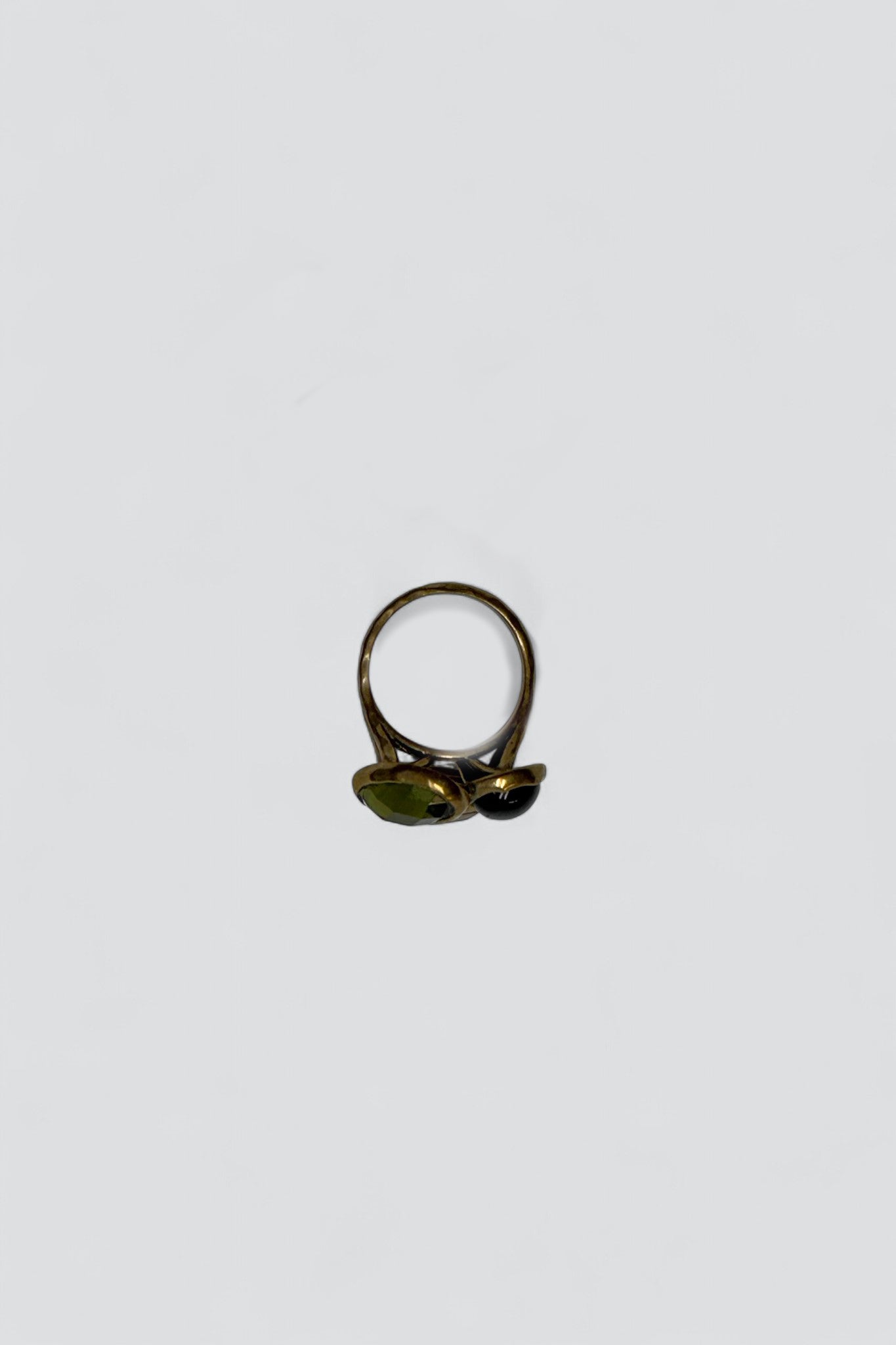 Brass Triple Quartz Ring