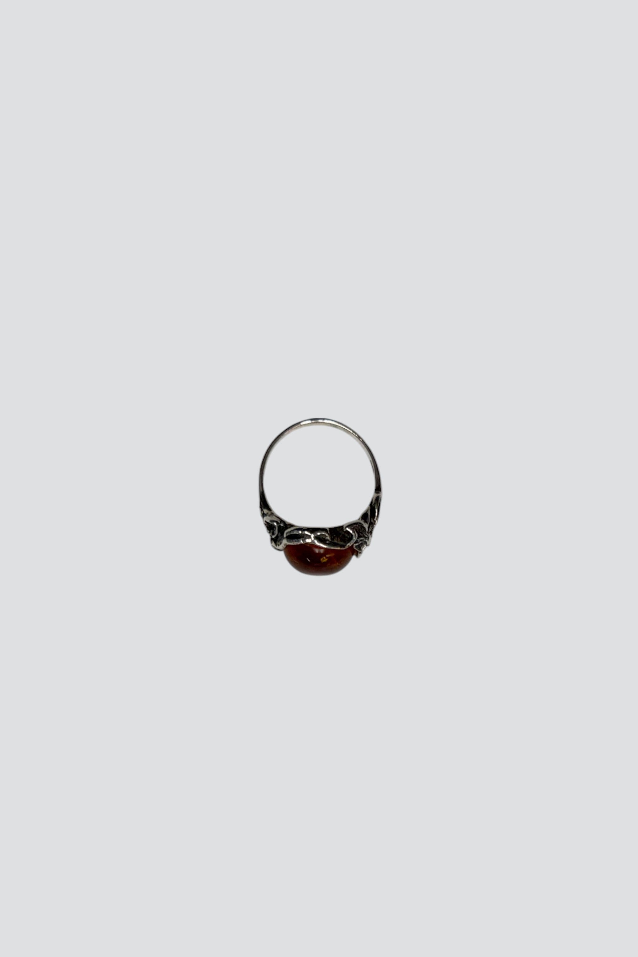 Sterling Silver Round Amber Gilded Ring