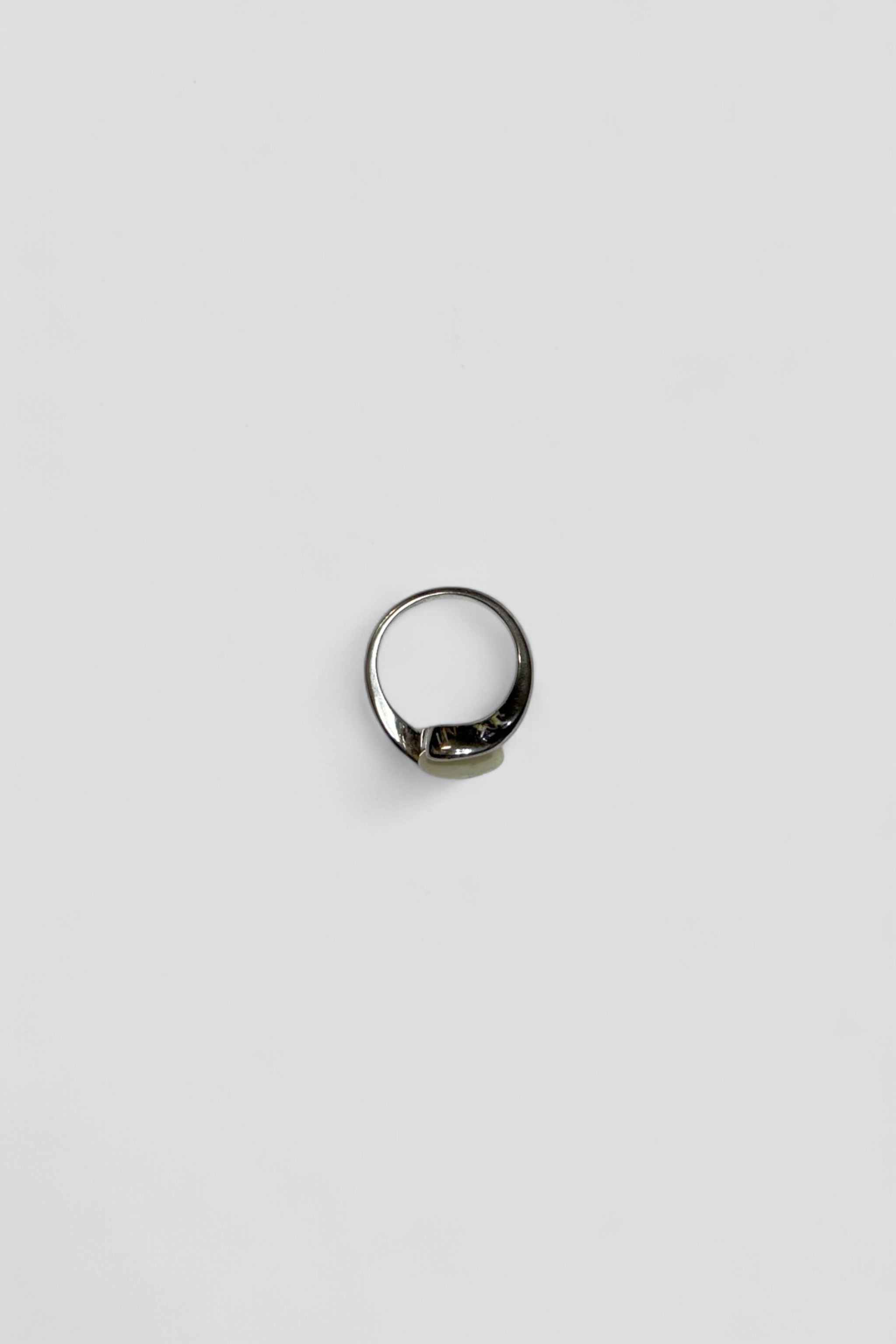 Sterling Silver Faux Pearl Button Ring