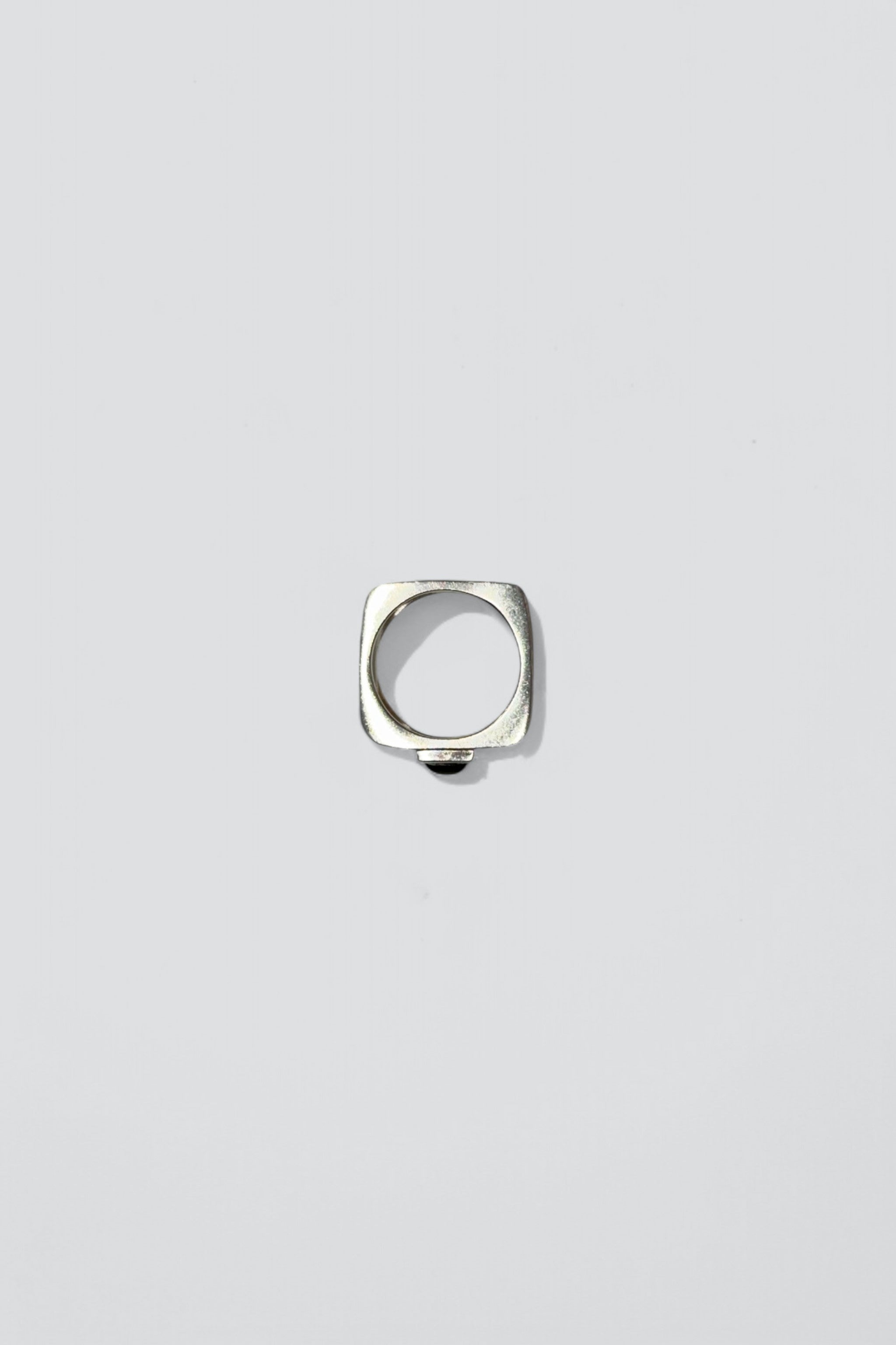 Sterling Silver Smoky Quartz Square Hammered Ring