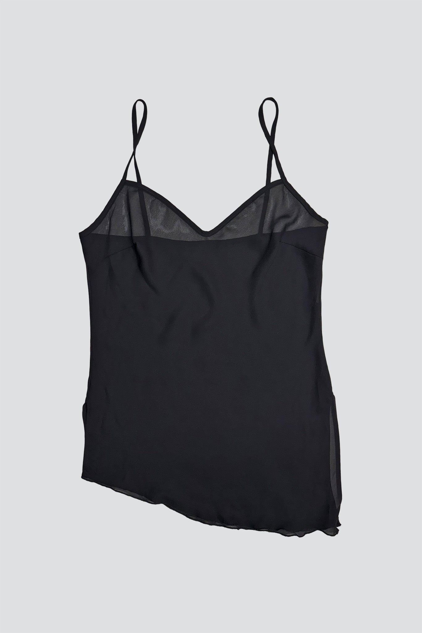 Black Asymmetric Hem Slip Dress