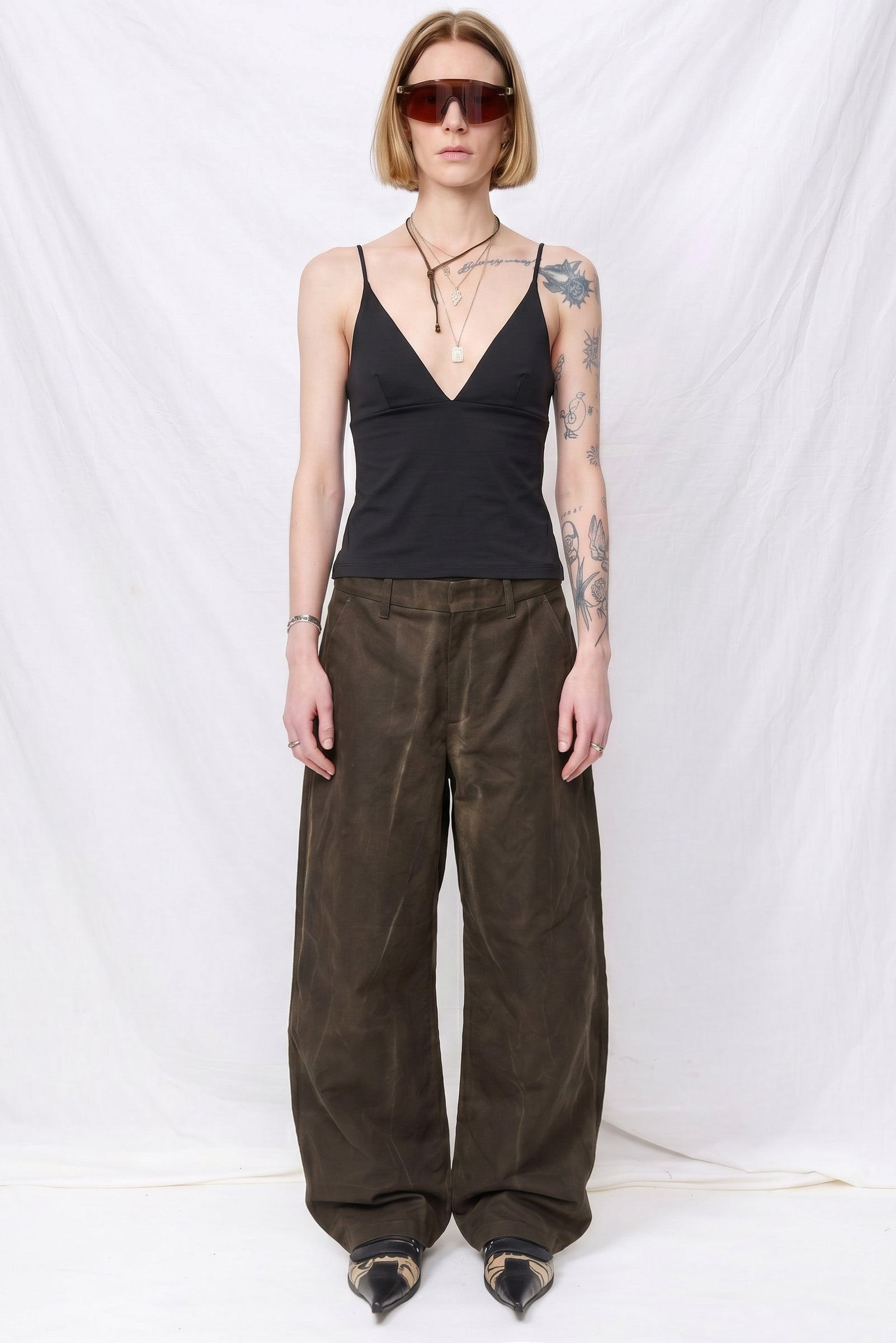 Brown Denim Volume Pant