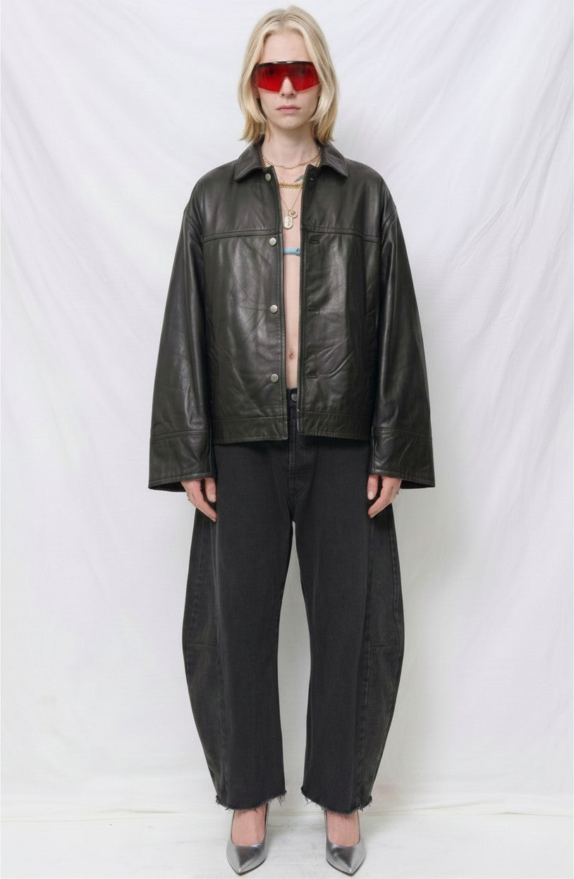 Black Leather Box Jacket