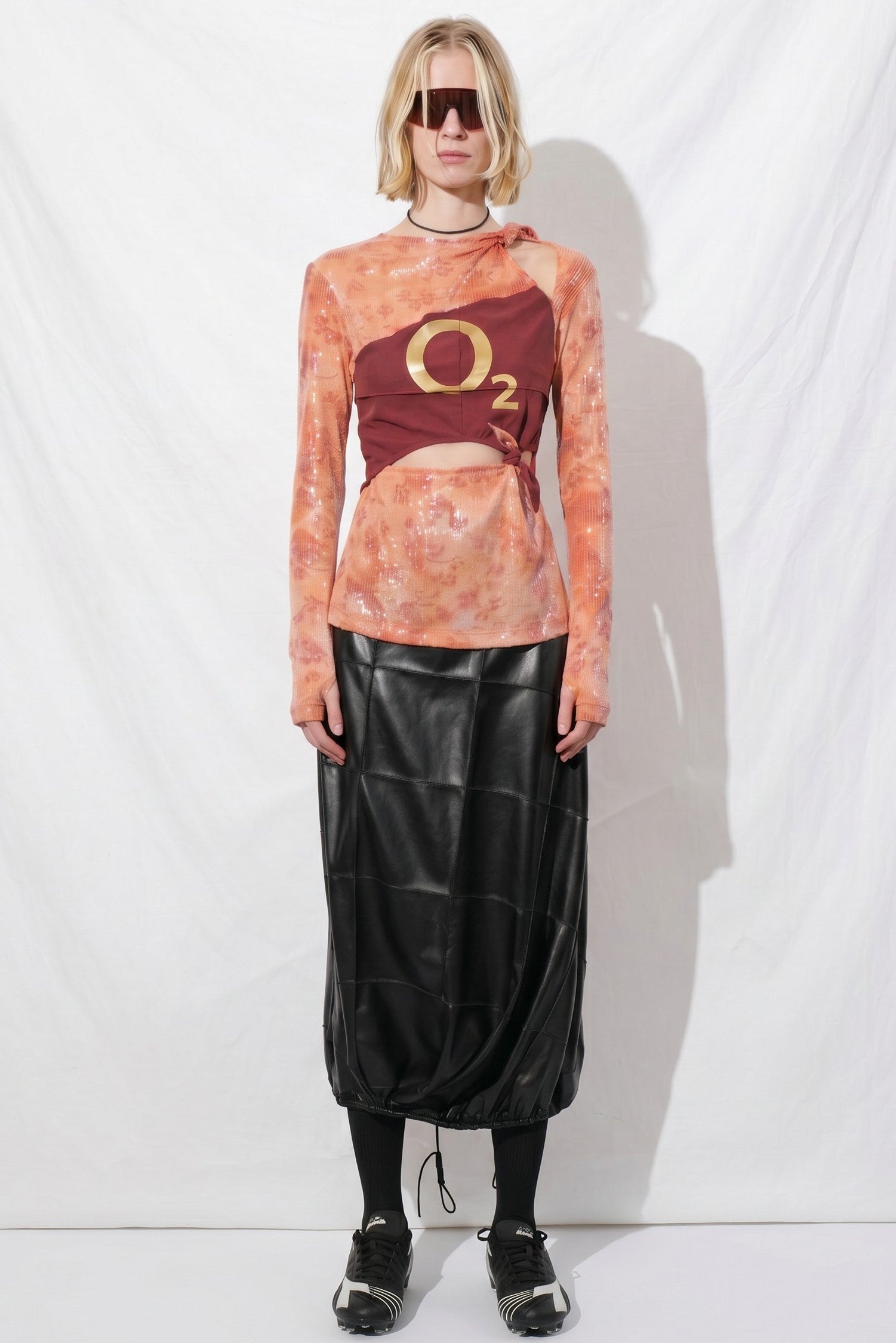 Orange Sunkissed Sequins Football Knots Top