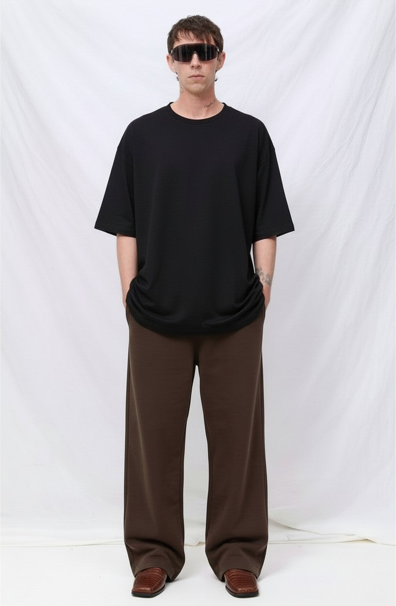 Brown Fleece Straight Leg Sweatpant