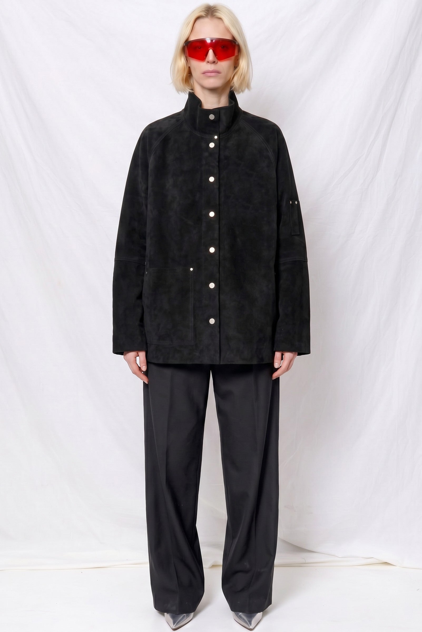 Black Leather Suede Utility Jacket - Studio Nicholson – Assembly