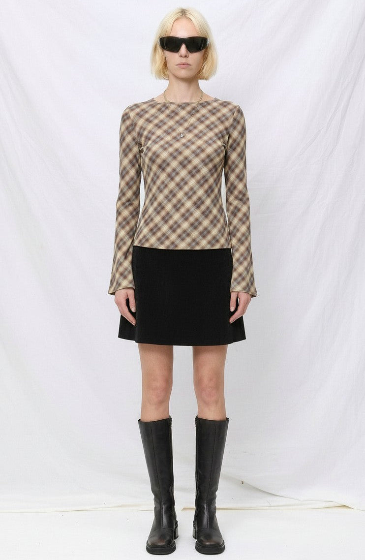 Blur Check Enmesh Top