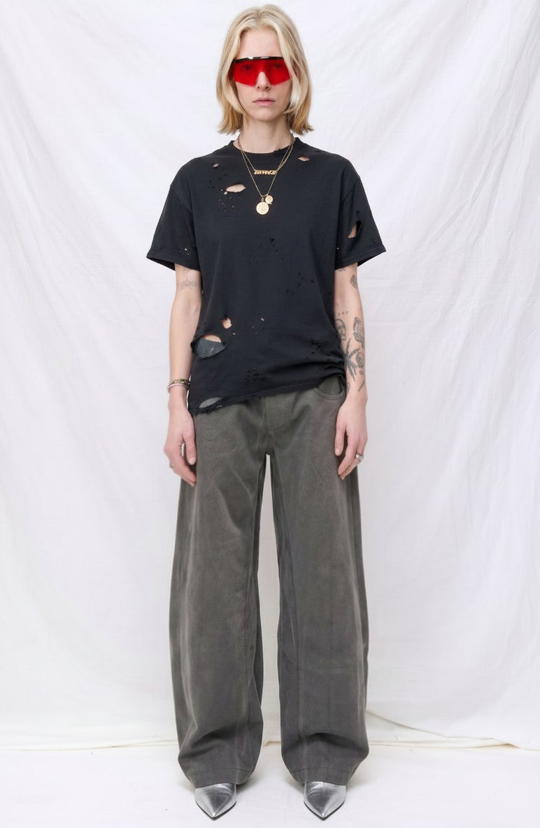 Black Grey Wash Denim Twist Jean