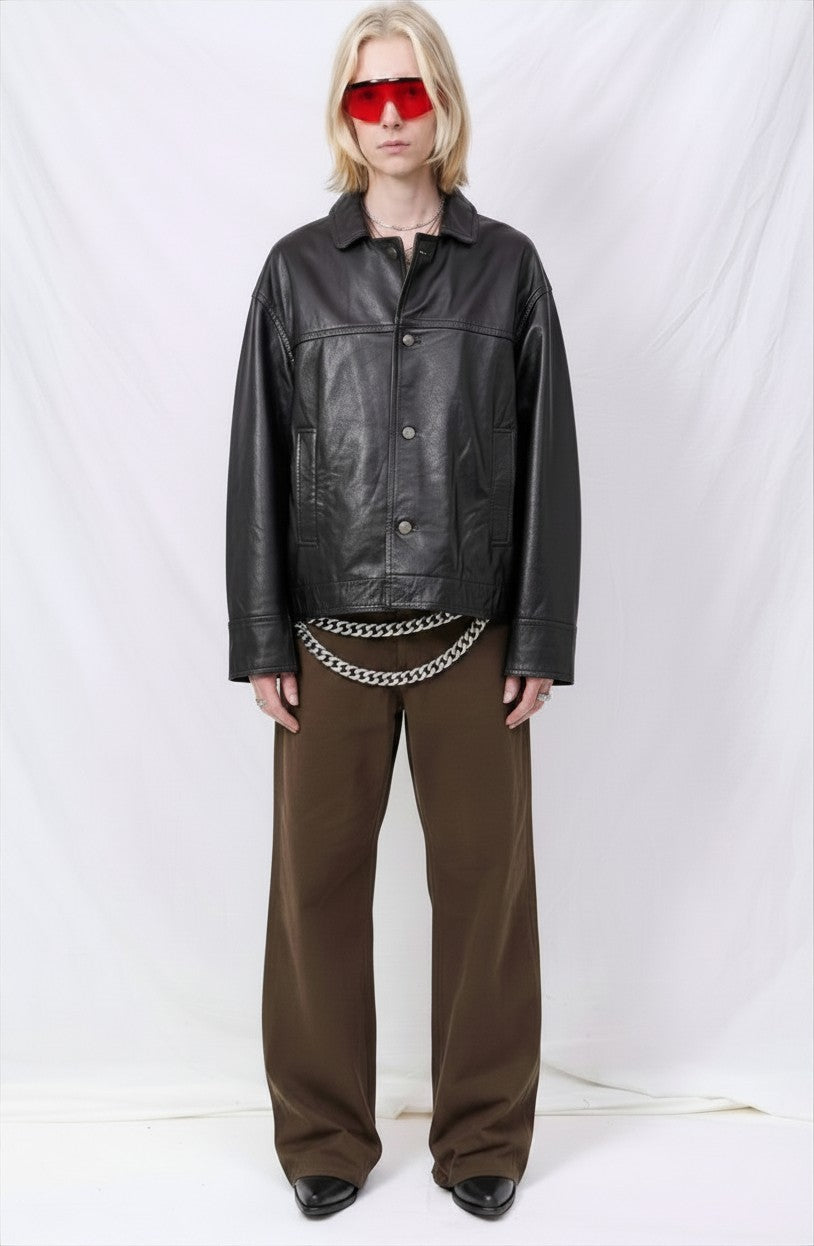 Black Leather Box Jacket