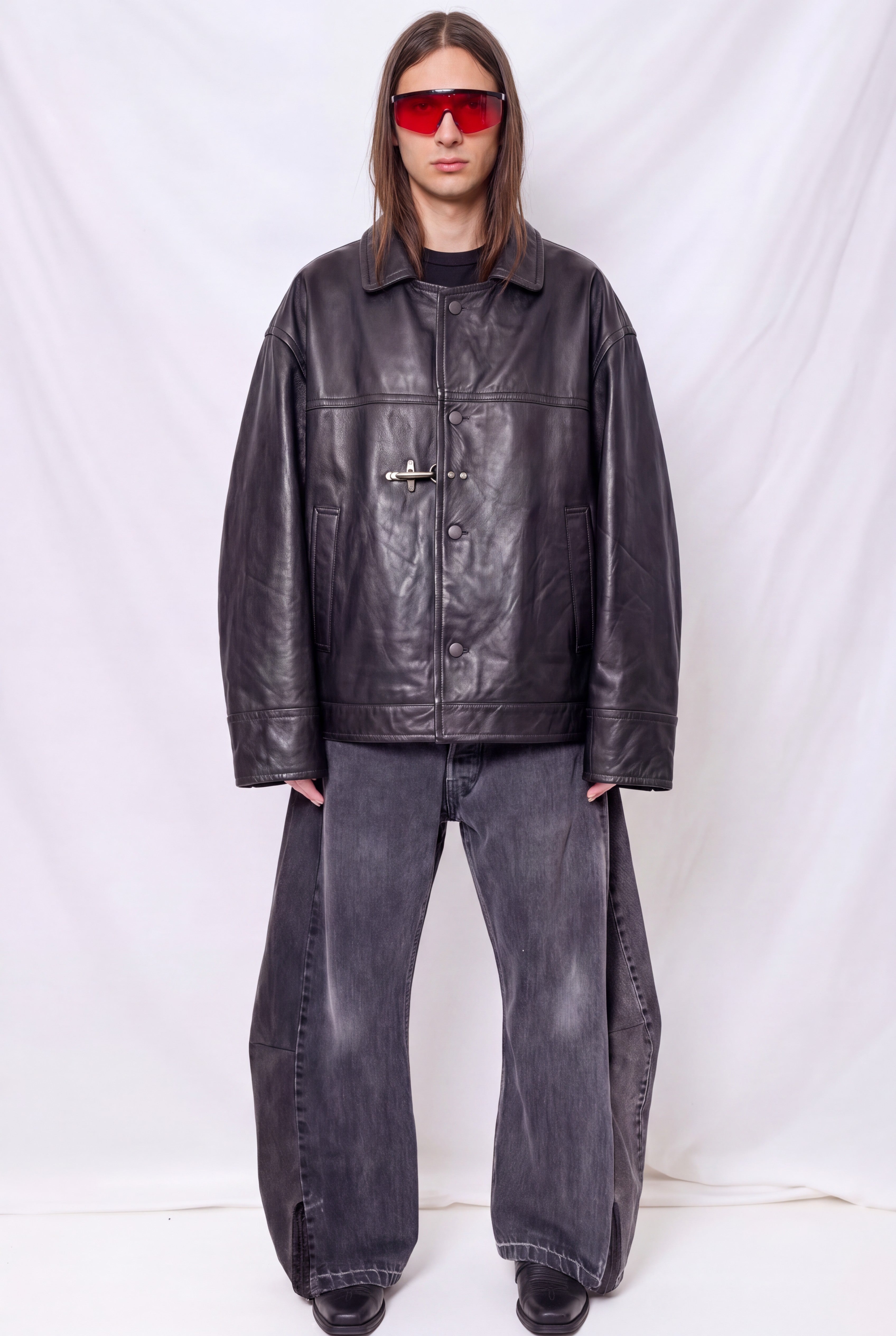 Black Leather Box Jacket