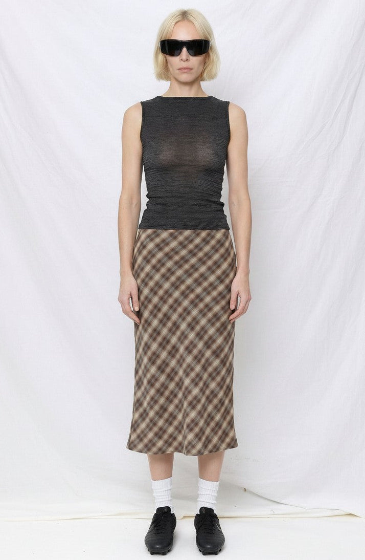 Blur Check Enmesh Skirt
