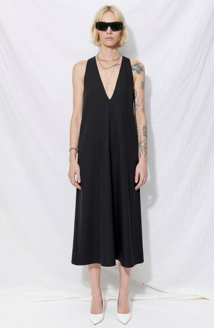 Black Suiting Trapeze Dress