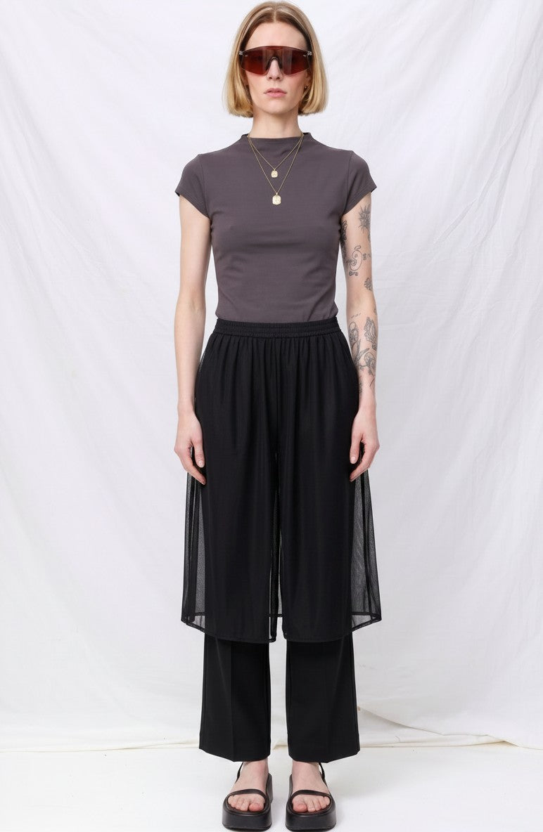 Charcoal Jersey Mock Neck Top