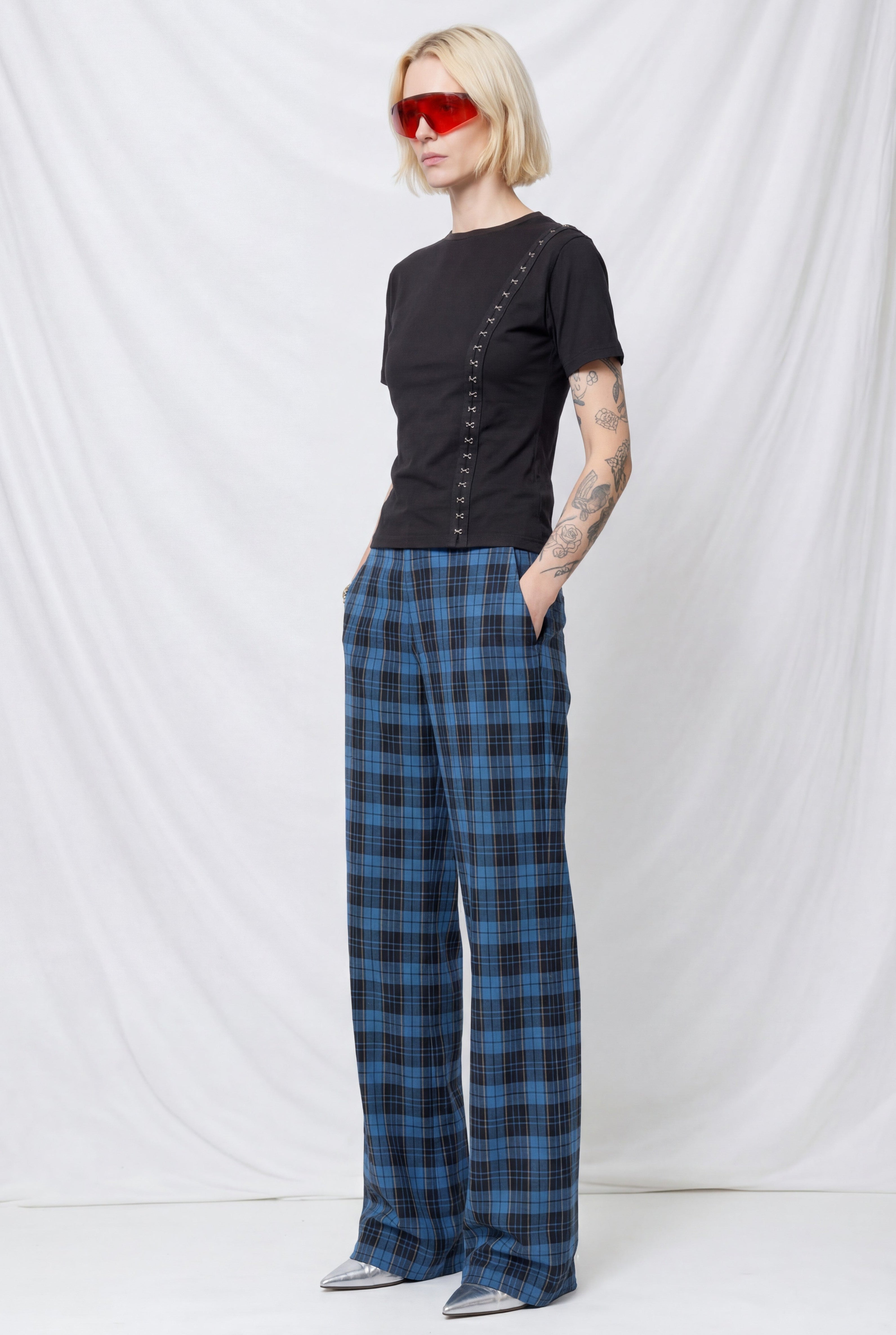 Navy Plaid Rare Trouser
