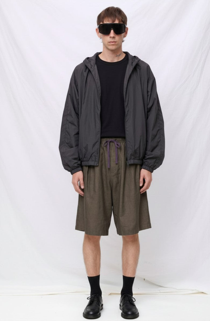 Brown Linen Drawstring Shorts