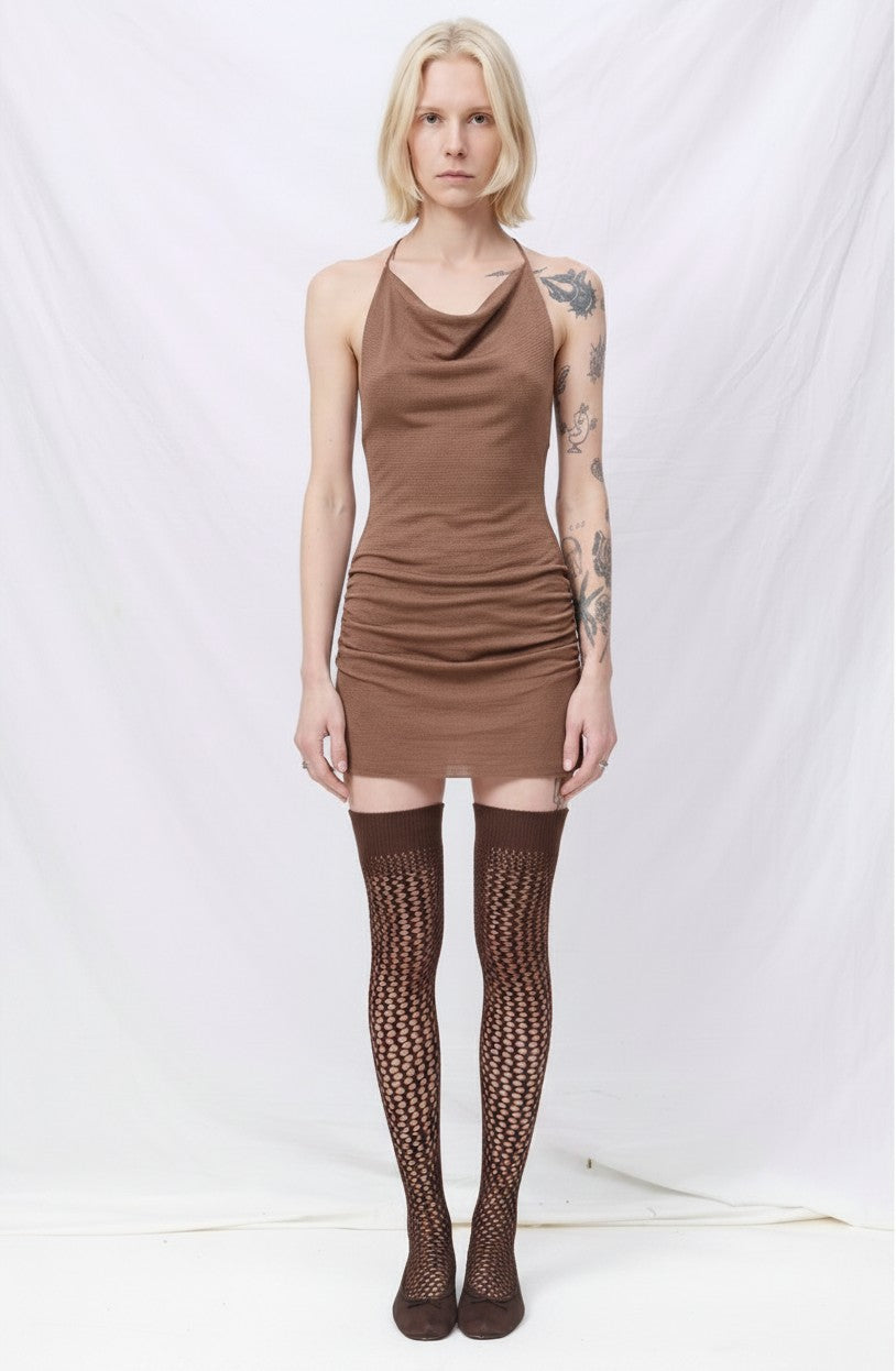 Chocolate Barecowl Dress