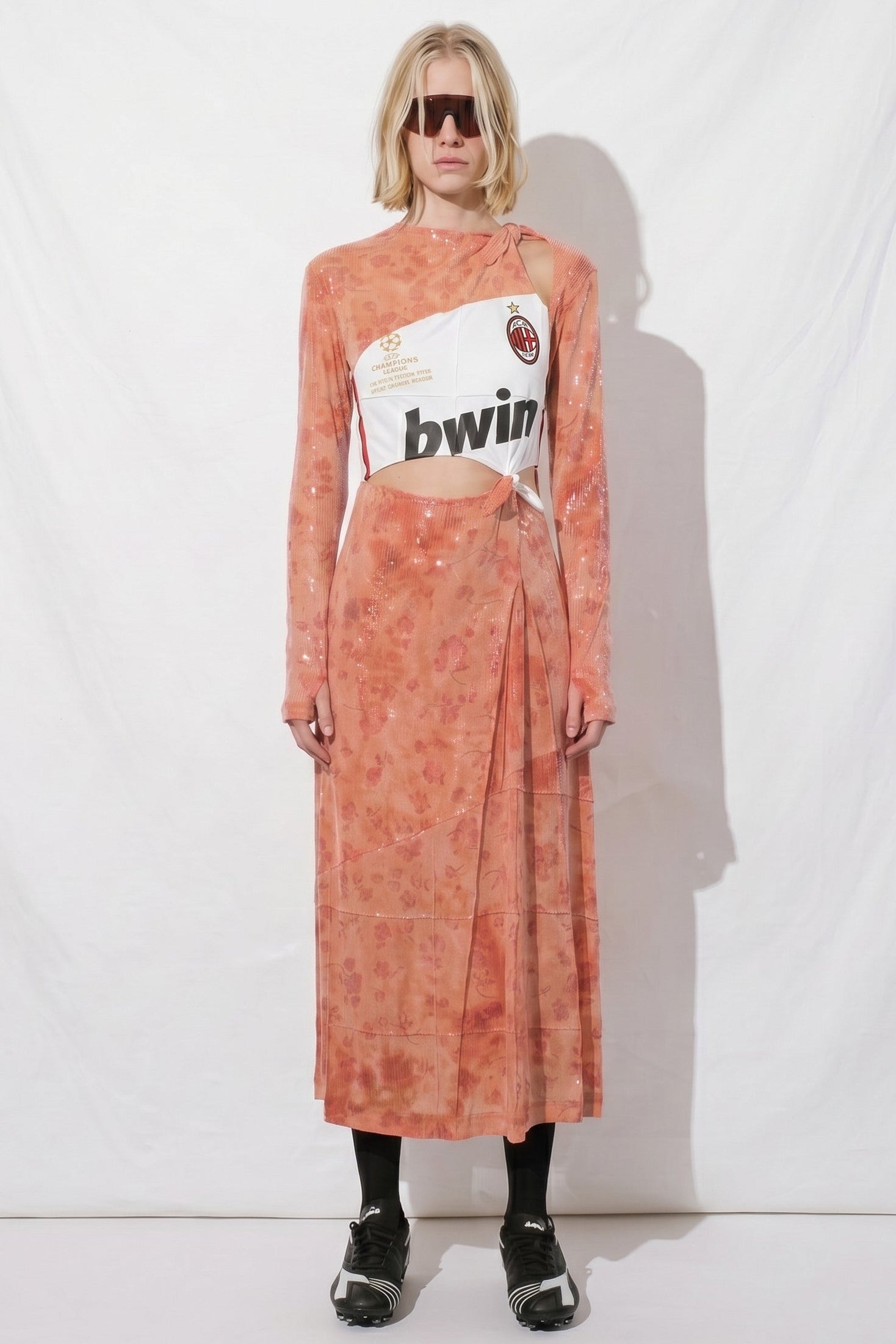 Orange Sunkissed Sequins Football Knots Dress