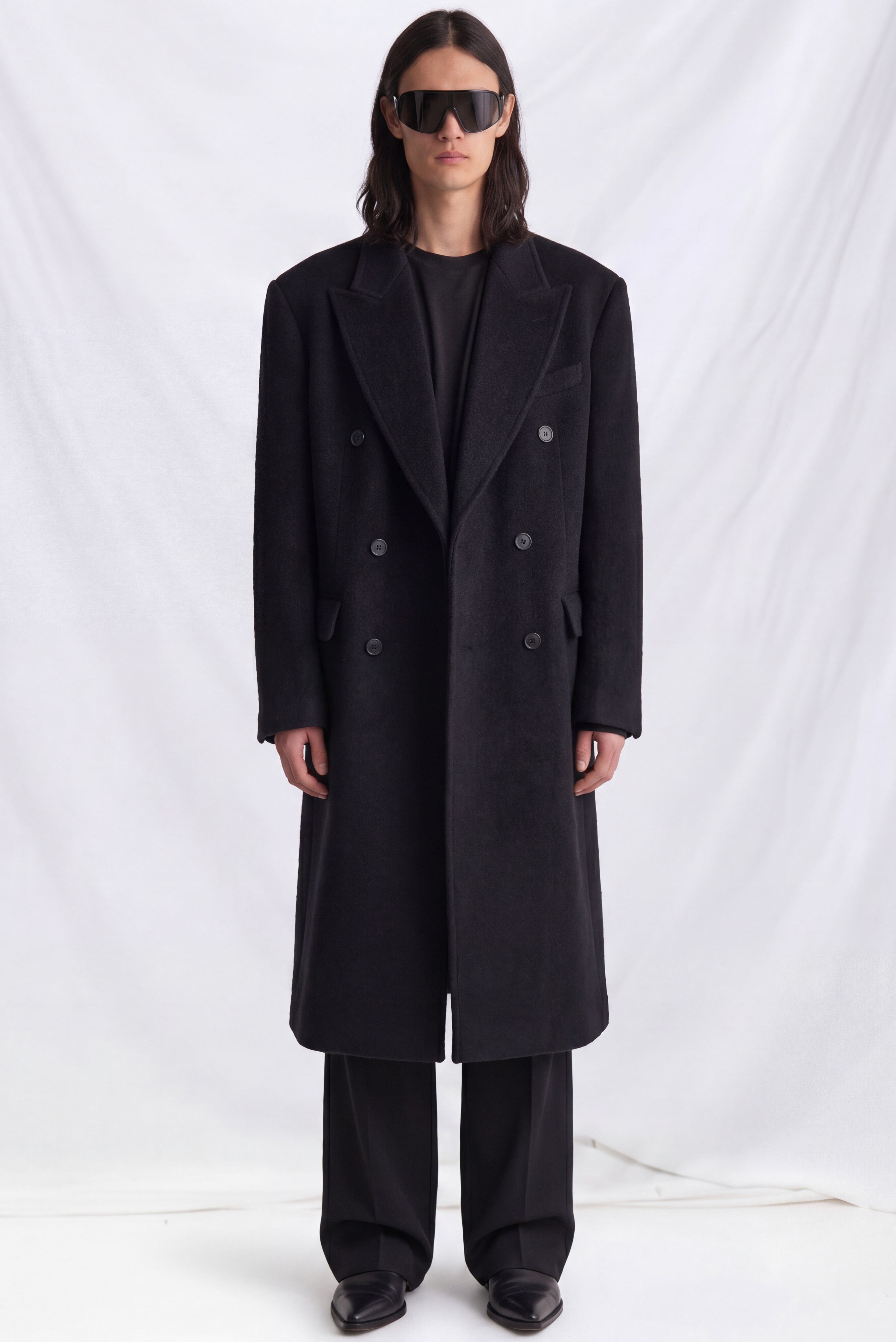 Black Hairy Wool Whale Coat