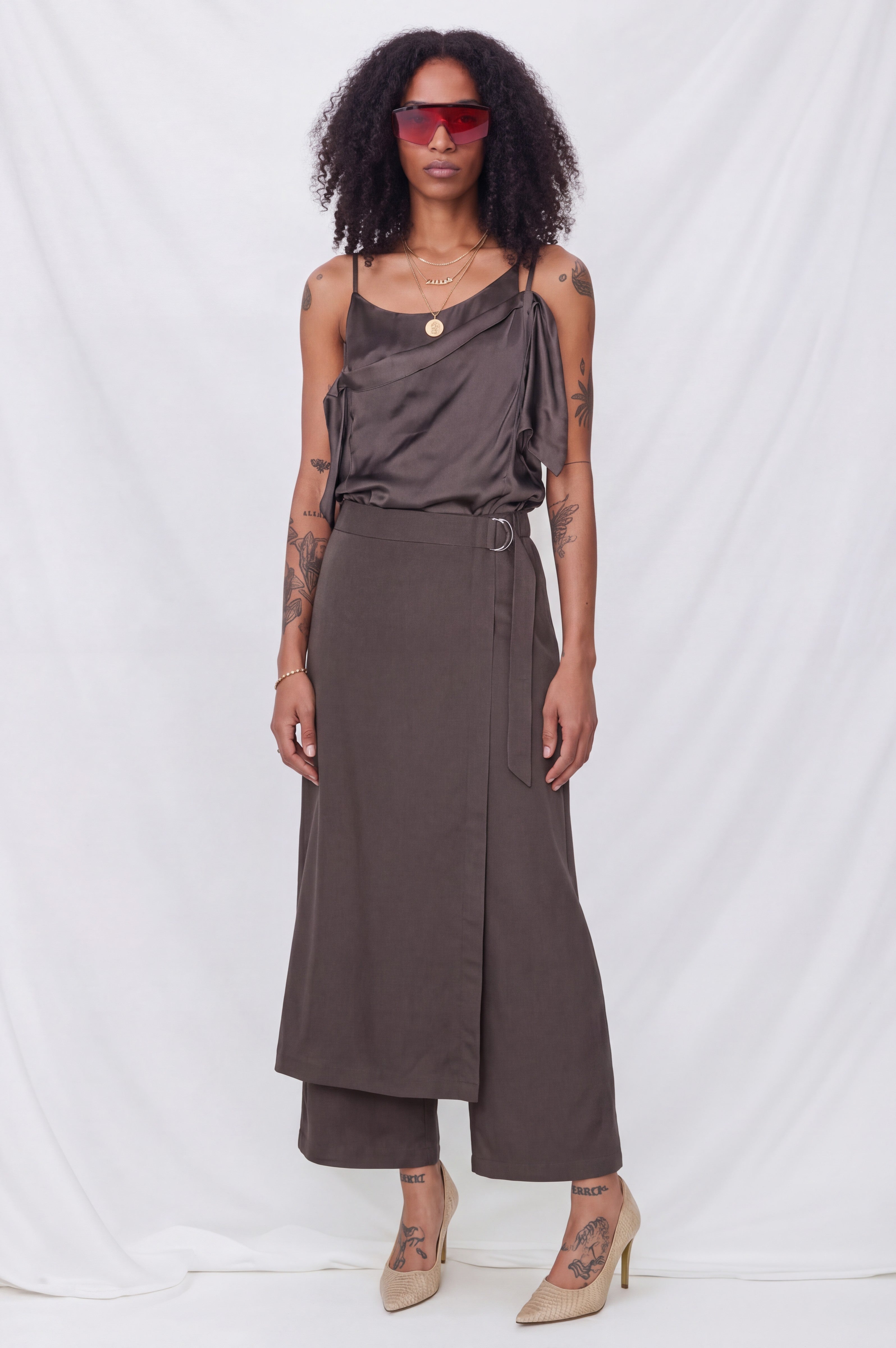Brown Viscose Layer Pant