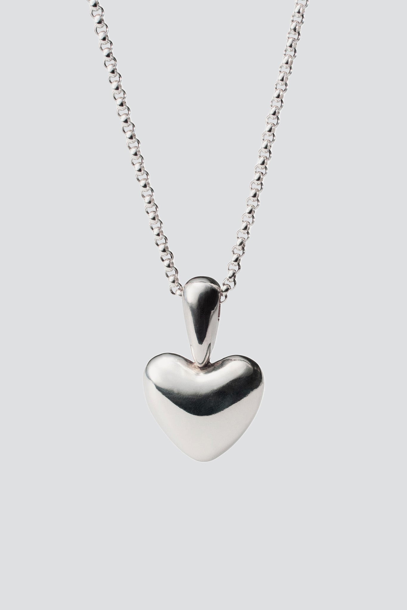 Sterling Silver Large Voluptuous Heart Necklace