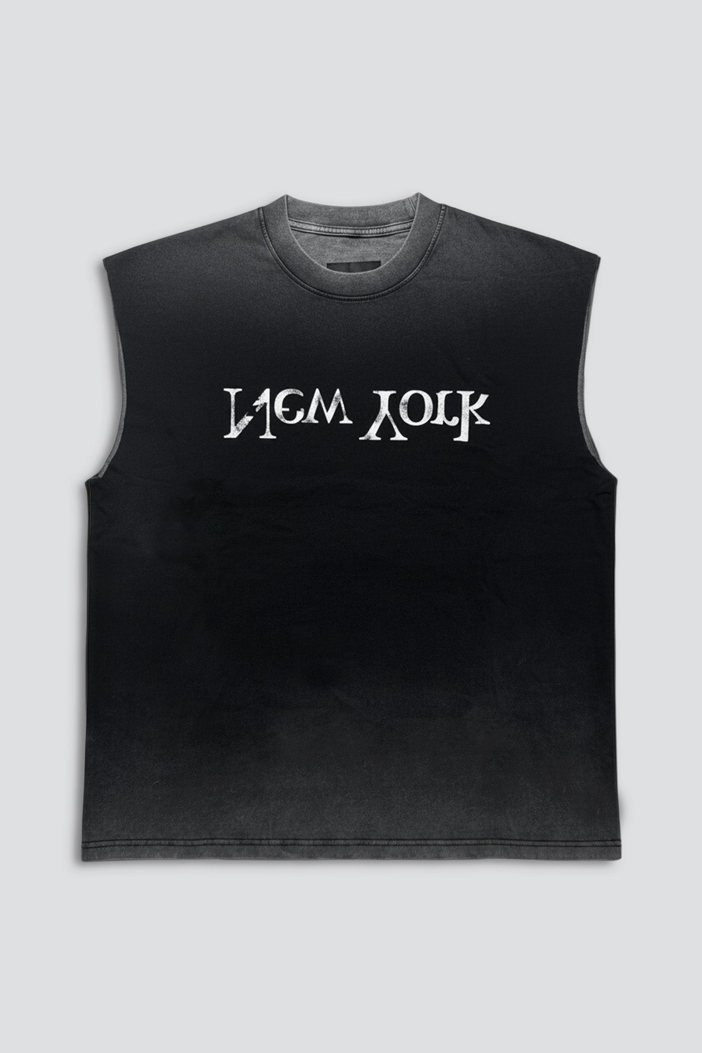 Washed Black Faded New York Logo Muscle Tee
