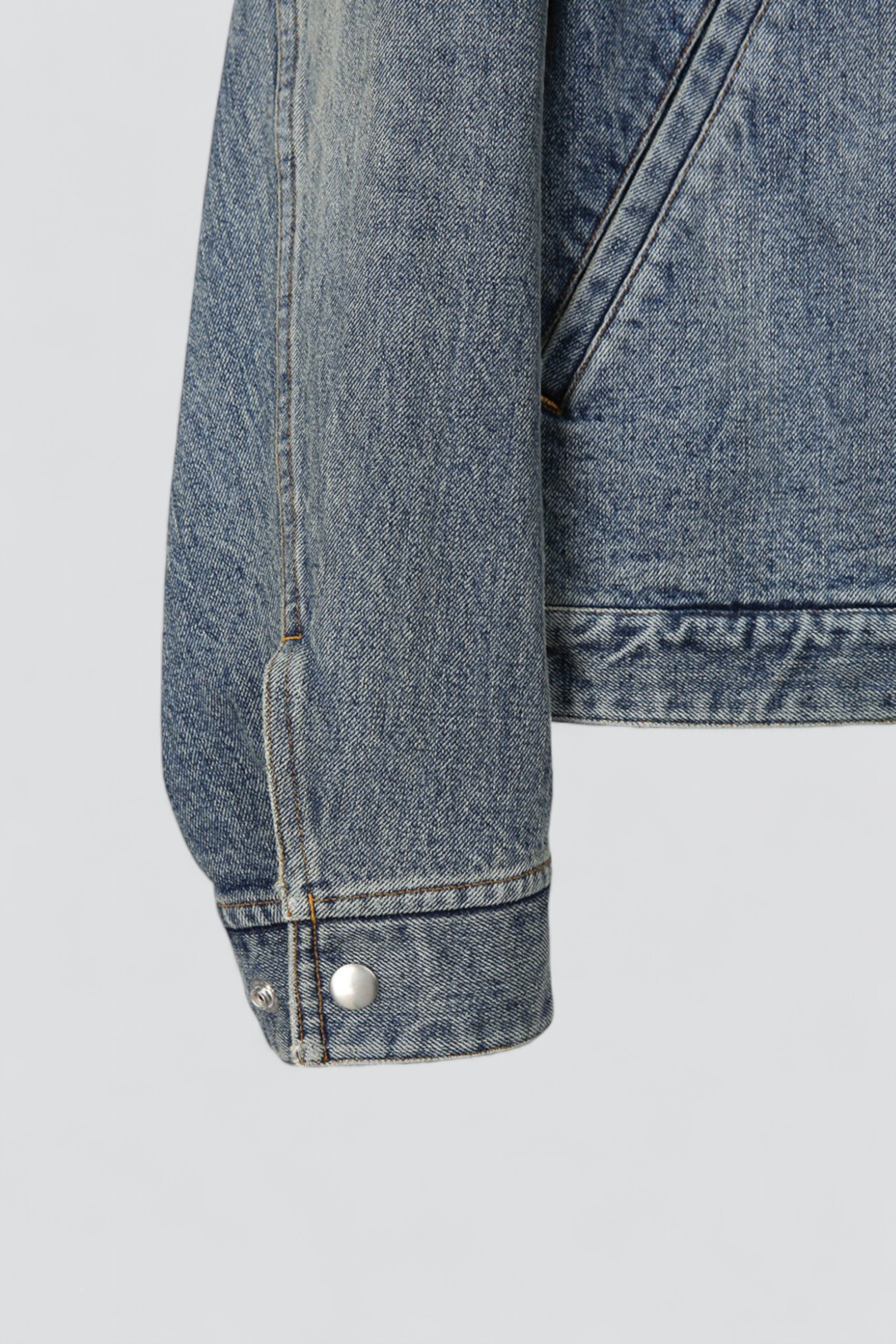 Washed Mid Blue Denim Zippered Jacket