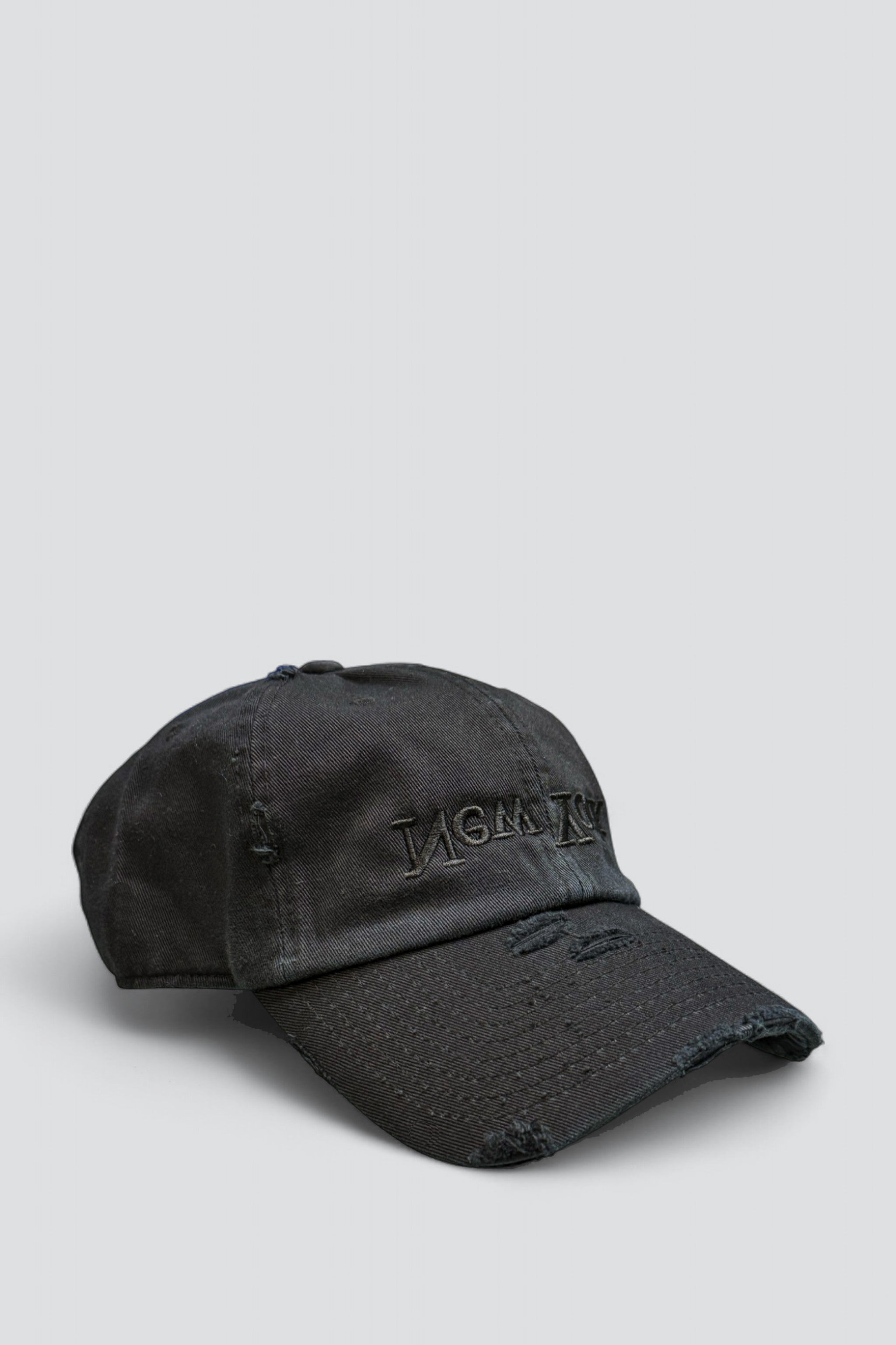 Distressed New York Embroidered Hat - Washed Black