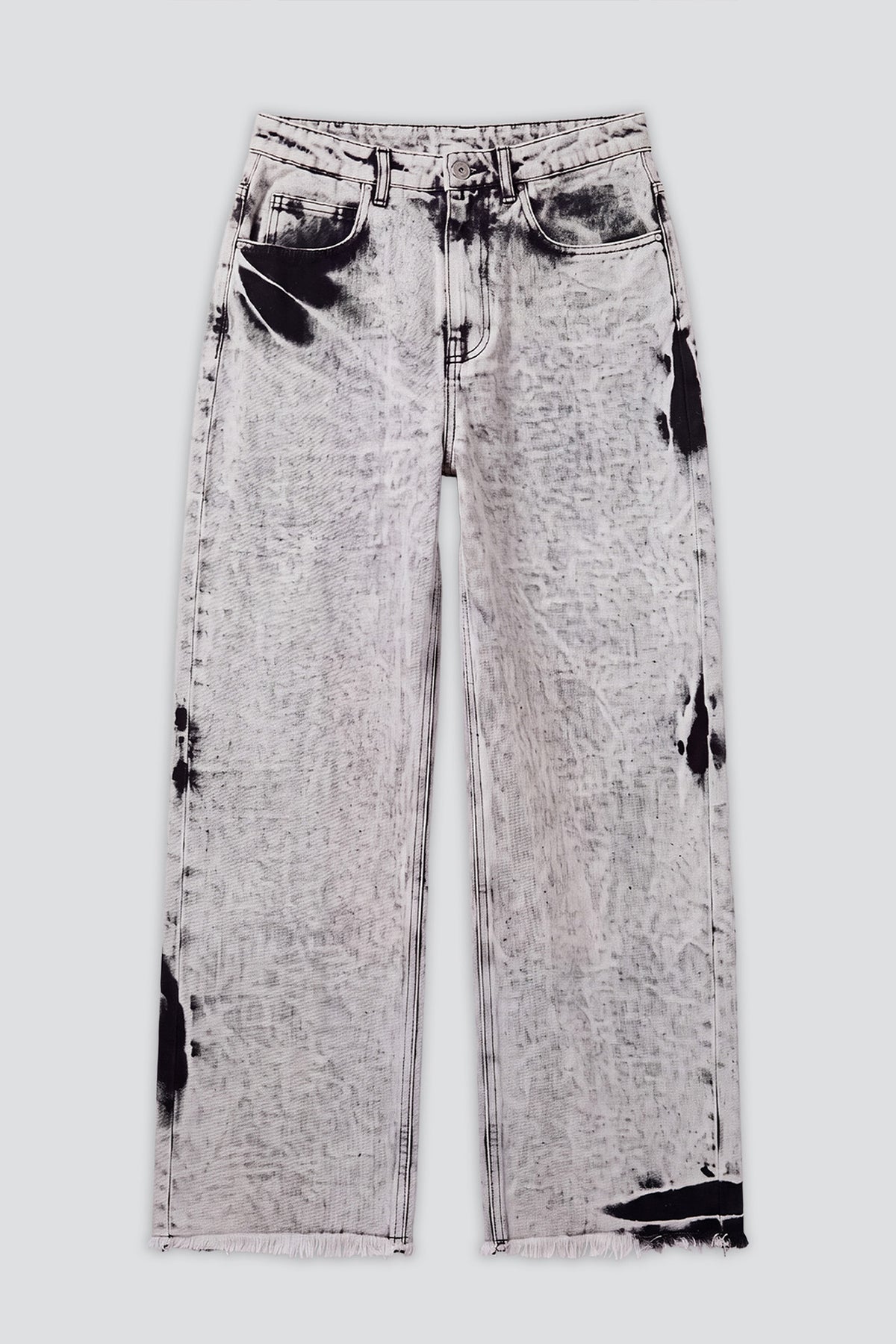 White Acid Wash Boyfriend Trousers