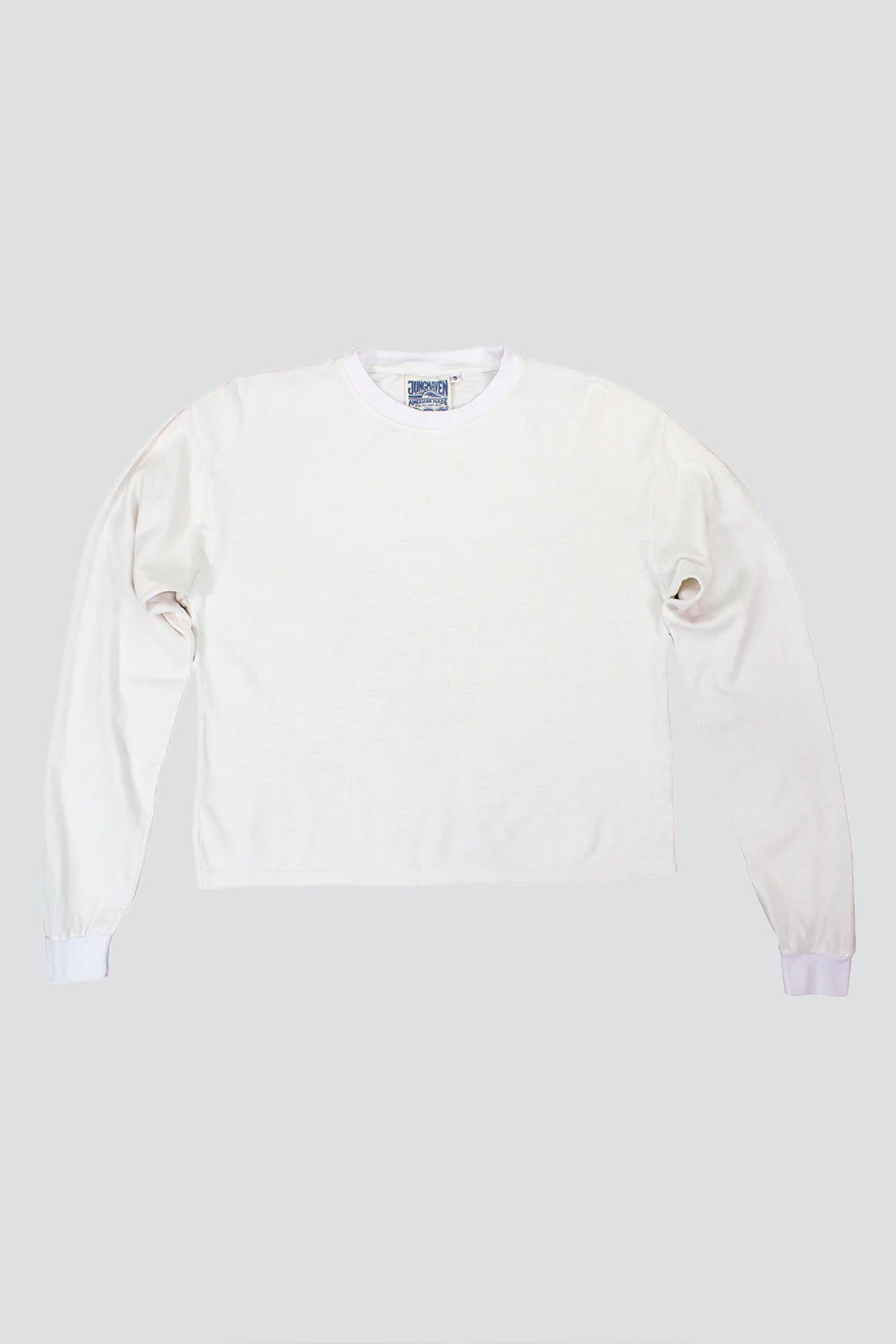 White Cropped Long Sleeve Tee