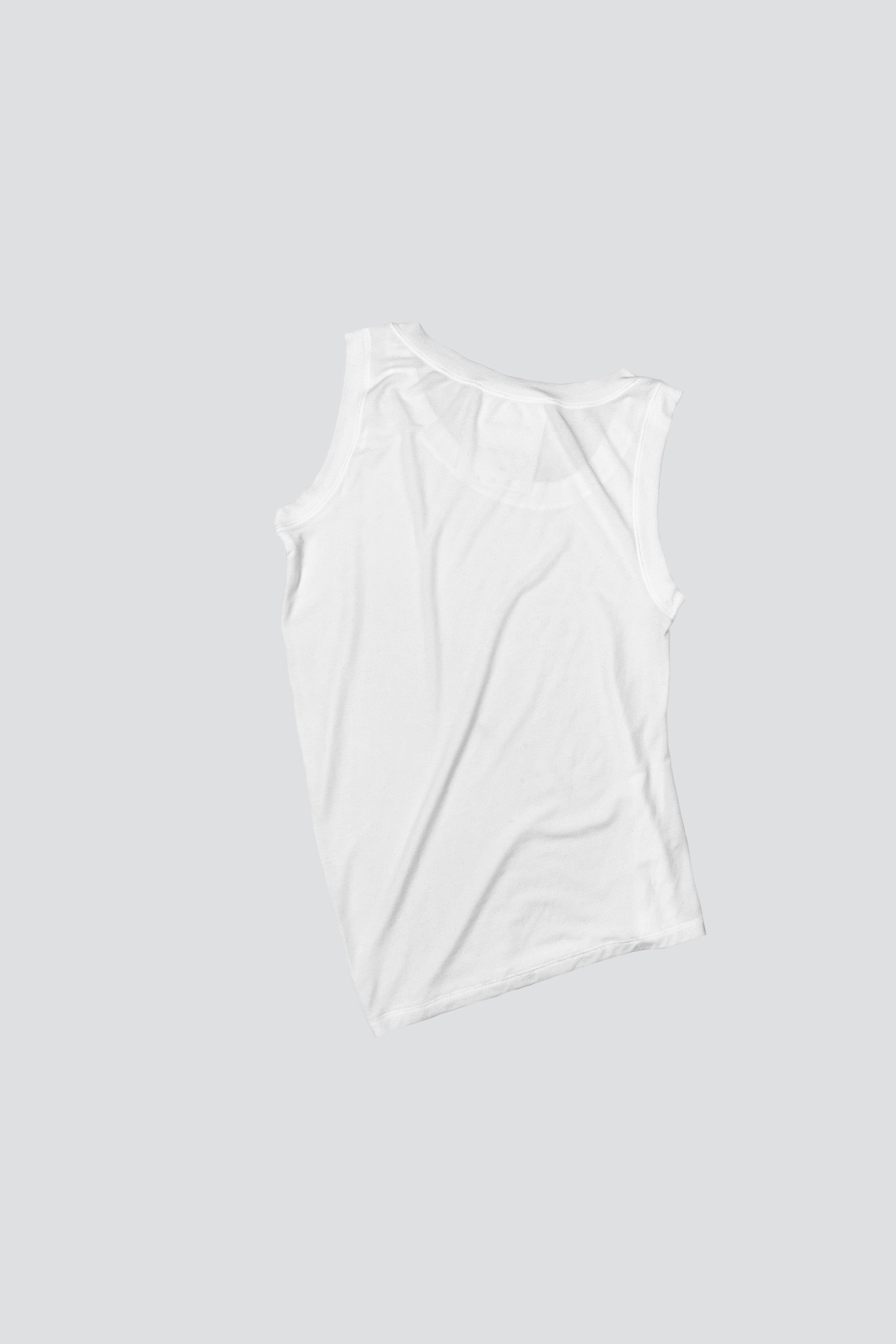White Low Swoop Twisted Tank