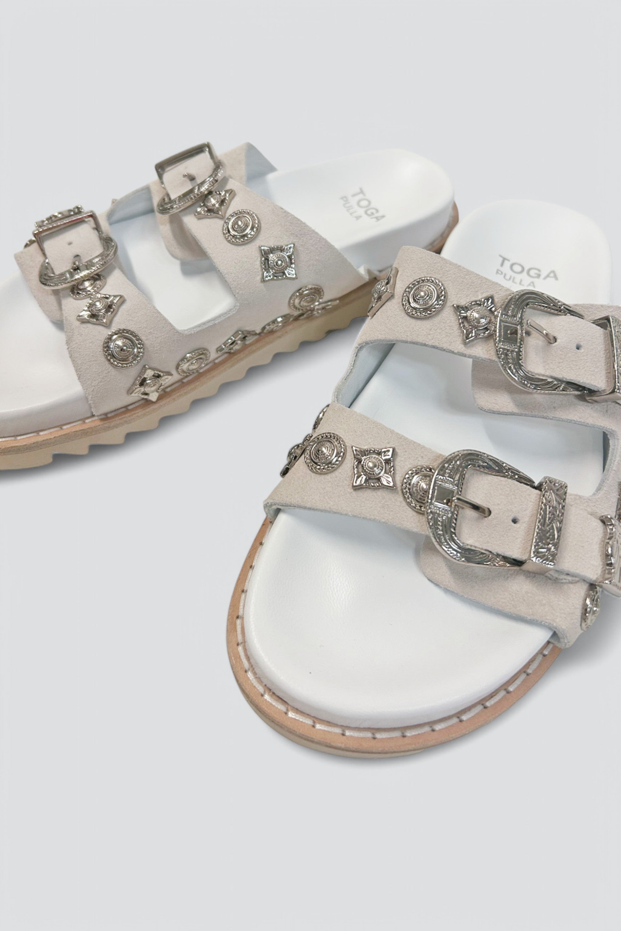 White Metal Buckle Sandal