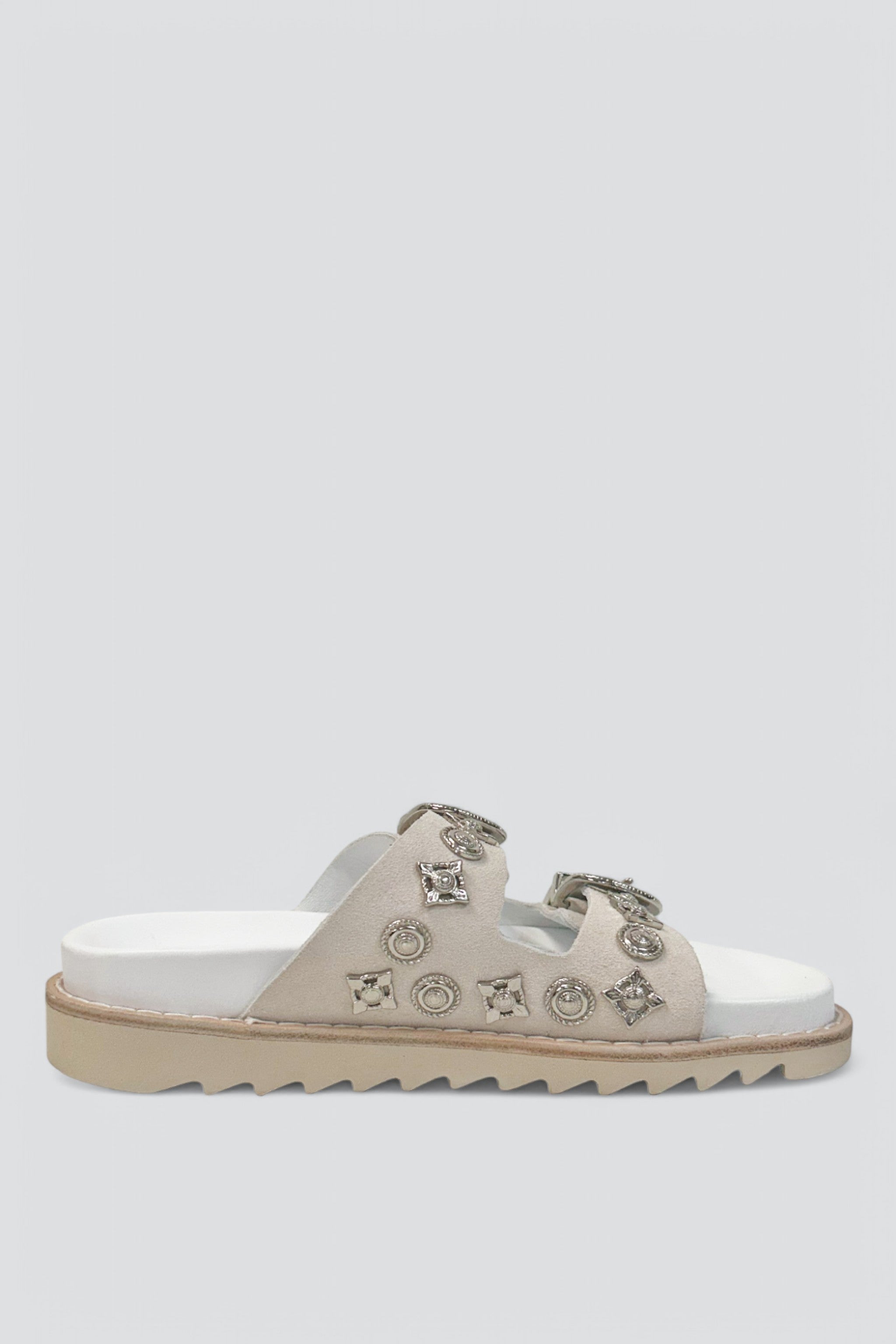White Metal Buckle Sandal
