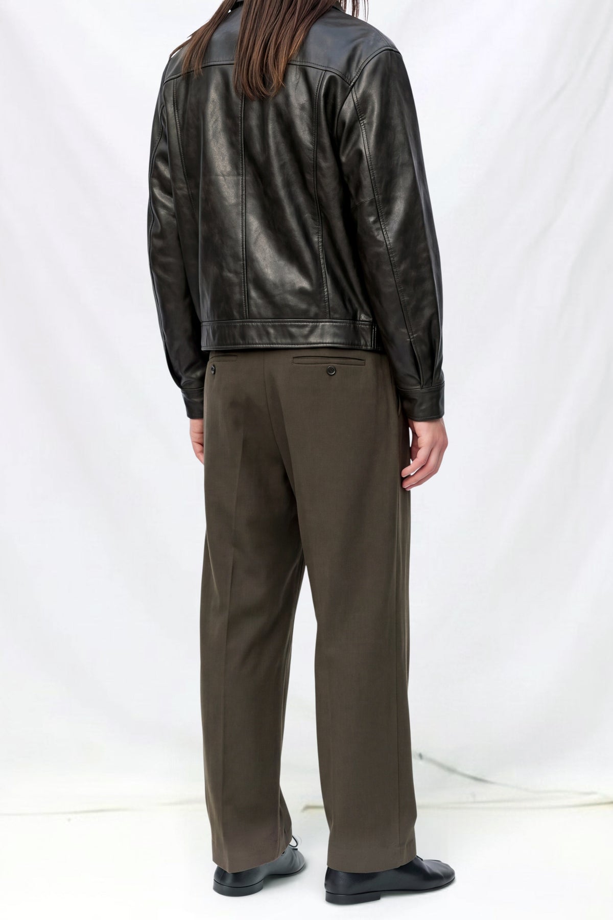 Brown Tapered Wool Pants
