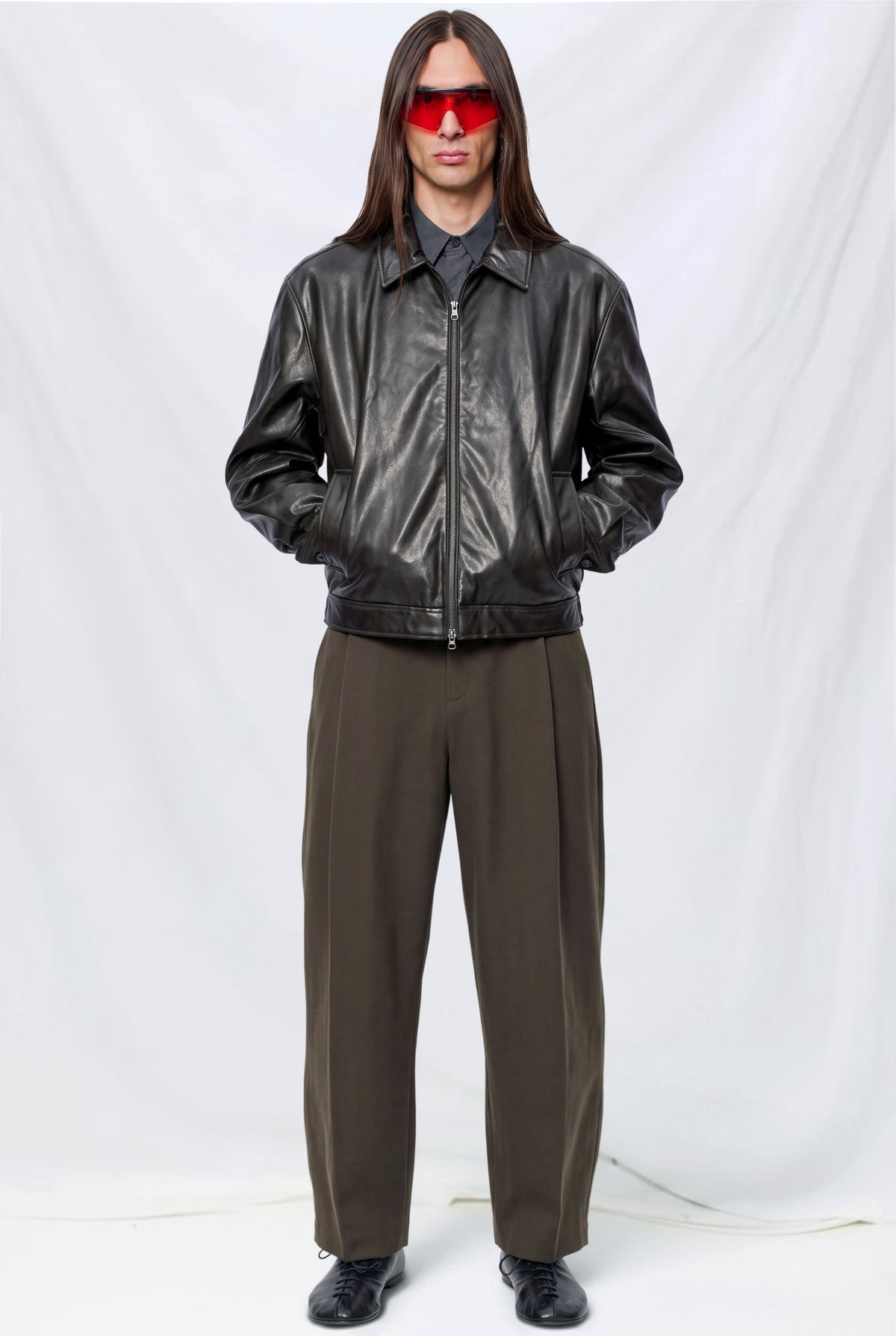Brown Tapered Wool Pants