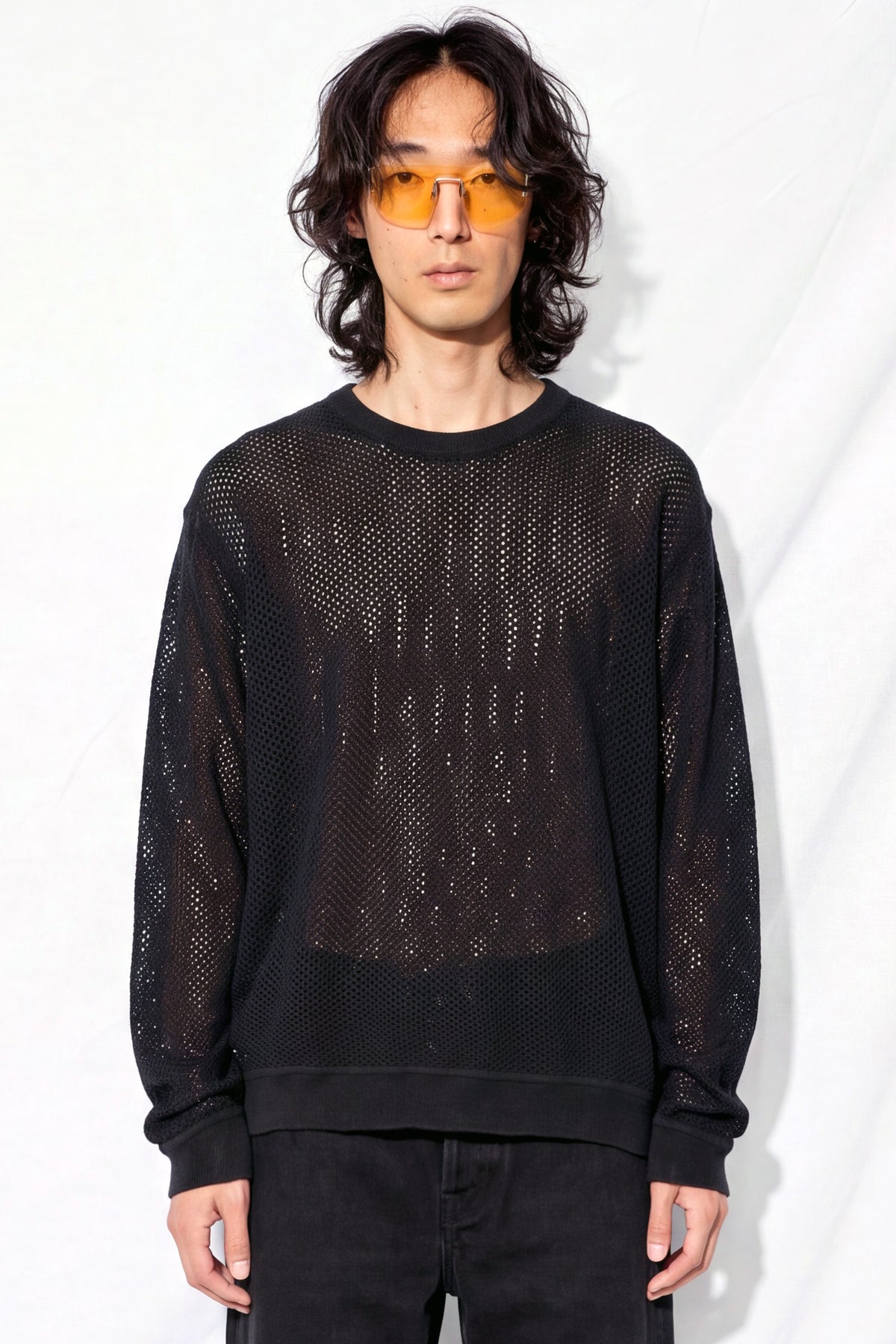 Black Incline Long Sleeve Mesh Tee