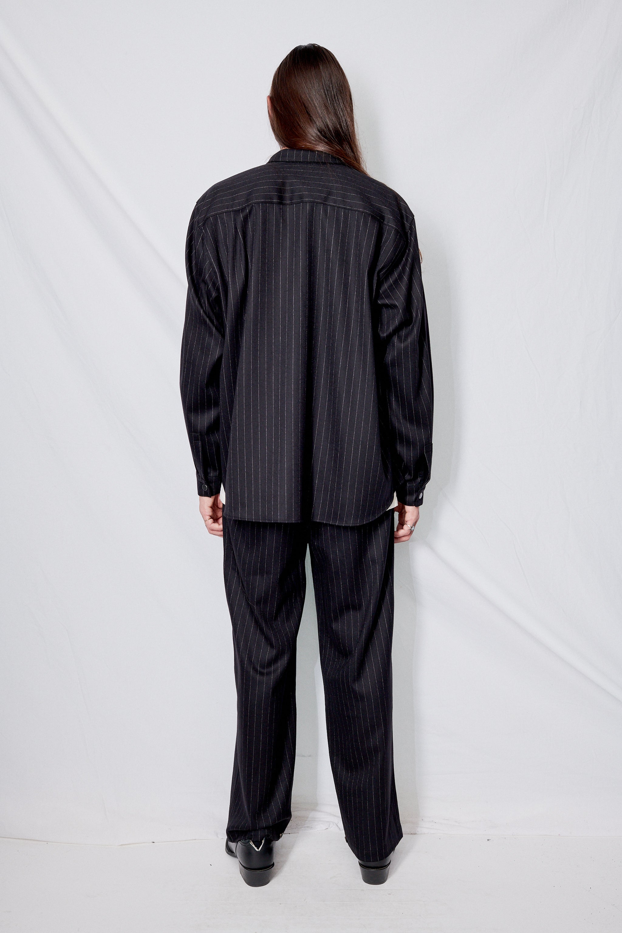 Navy Stripe Suiting Full Pant