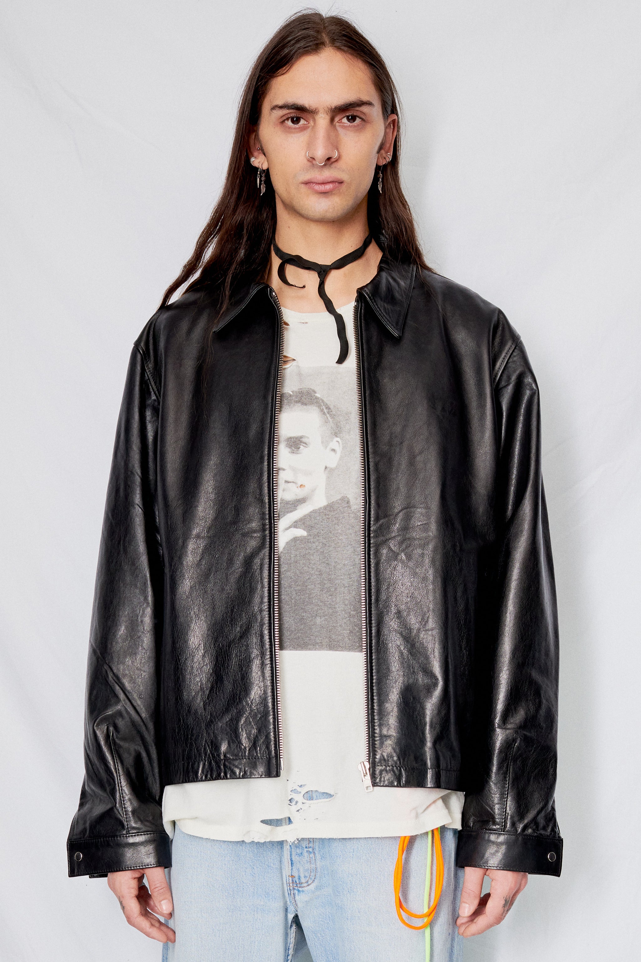 Black Leather Zip Jacket