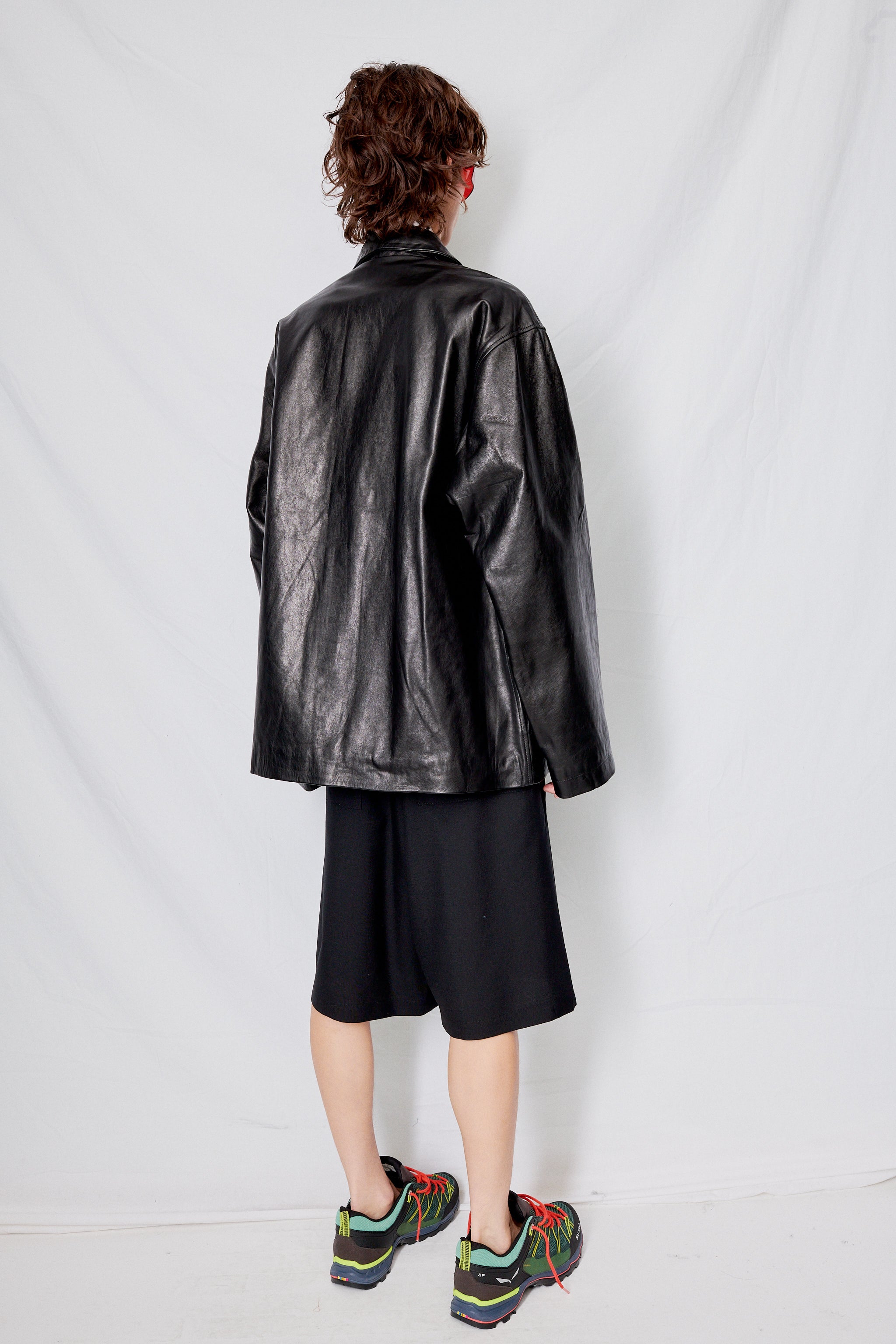 Black Leather Snap Shirtcoat